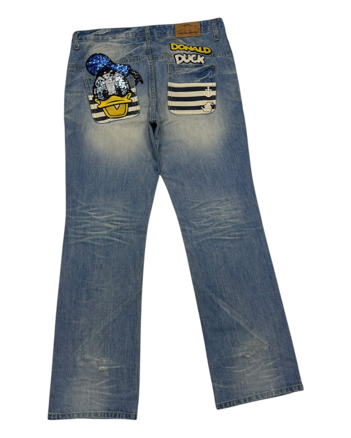 Disney 🔥LOLITA X DONALD DUCK DISNEY BOOTCUT JEANS Size US 35 - 4 Thumbnail