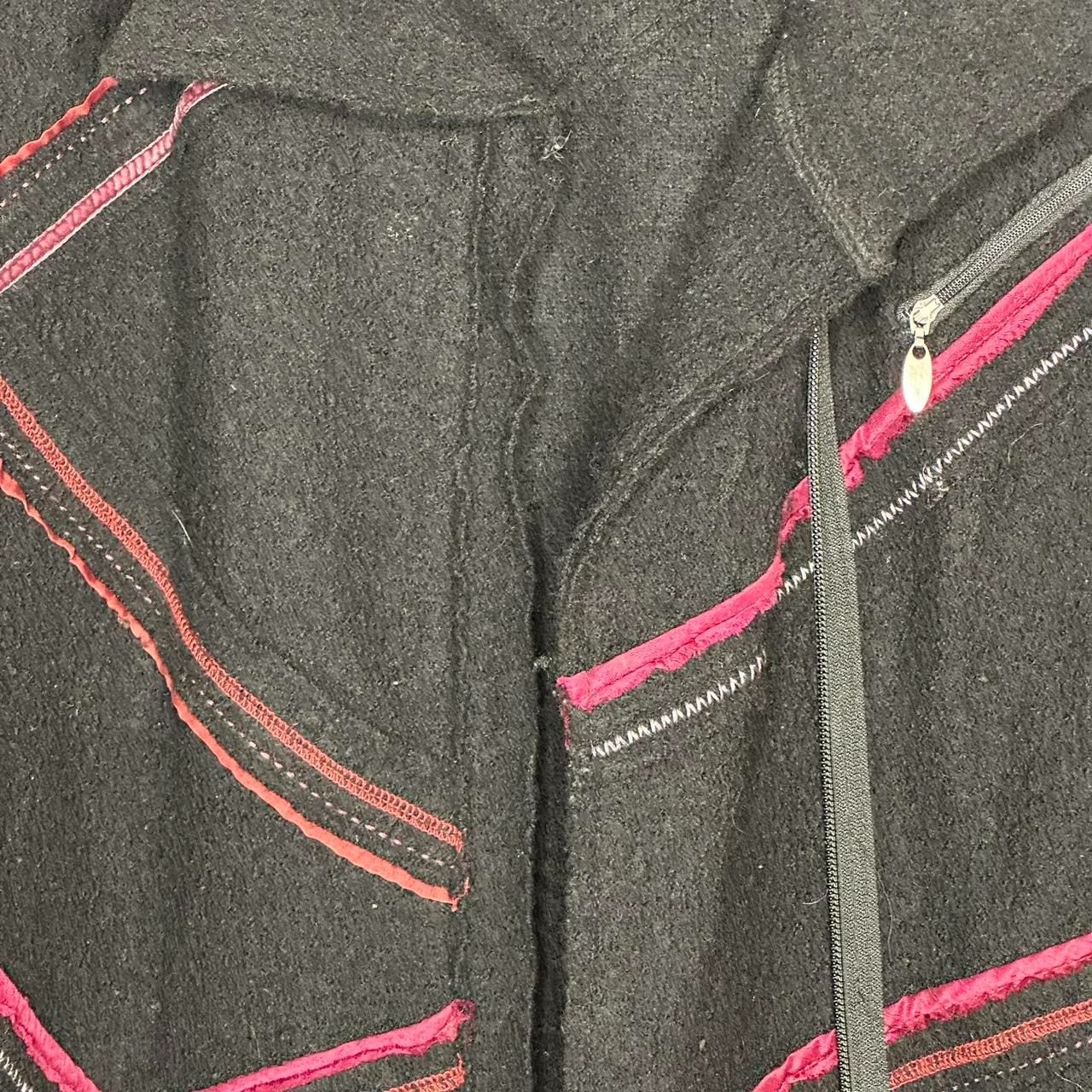 Other Vintage Black & Red Zipper Embellished Coat Size L / US 10 / IT 46 - 3 Thumbnail
