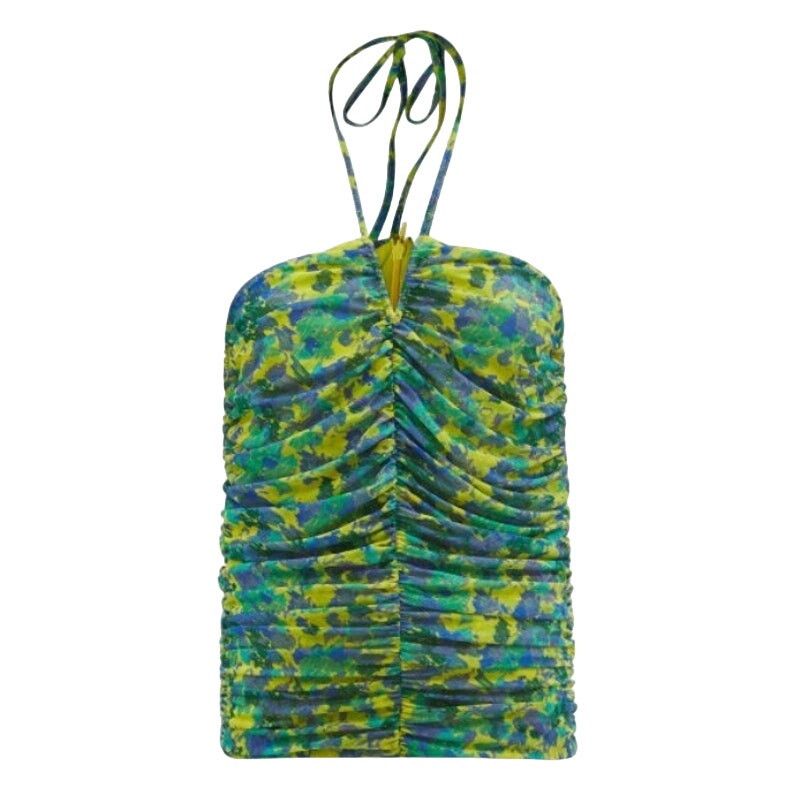 Ganni Ganni Halterneck Ruched Floral-Print Jersey Top, Size EU38/M Size S / US 4 / IT 40 - 1 Thumbnail