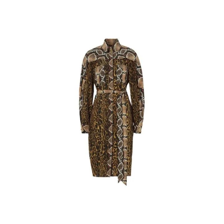Burberry Burberry Animal Print Long Sleeve Dress 0079 Size S / US 4 / IT 40 - 1 Thumbnail