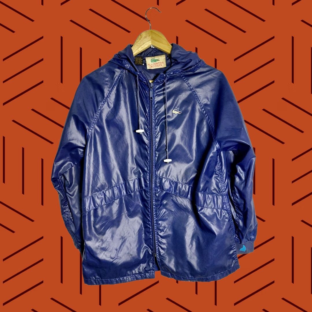 Lacoste Lacoste Blue Nylon Hooded Jacket Women S Long Sleeve Zip Windbreaker Rain Jacket Casual Size S / US 4 / IT 40 - 1 Thumbnail