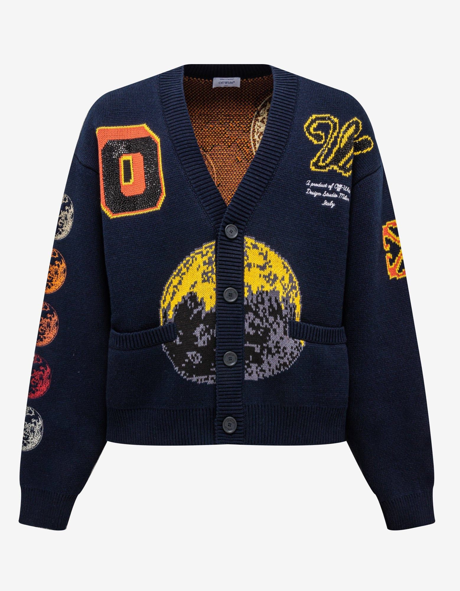 image of Off White Blue Moon Phase Varsity Cardigan, Men's (Size Medium)