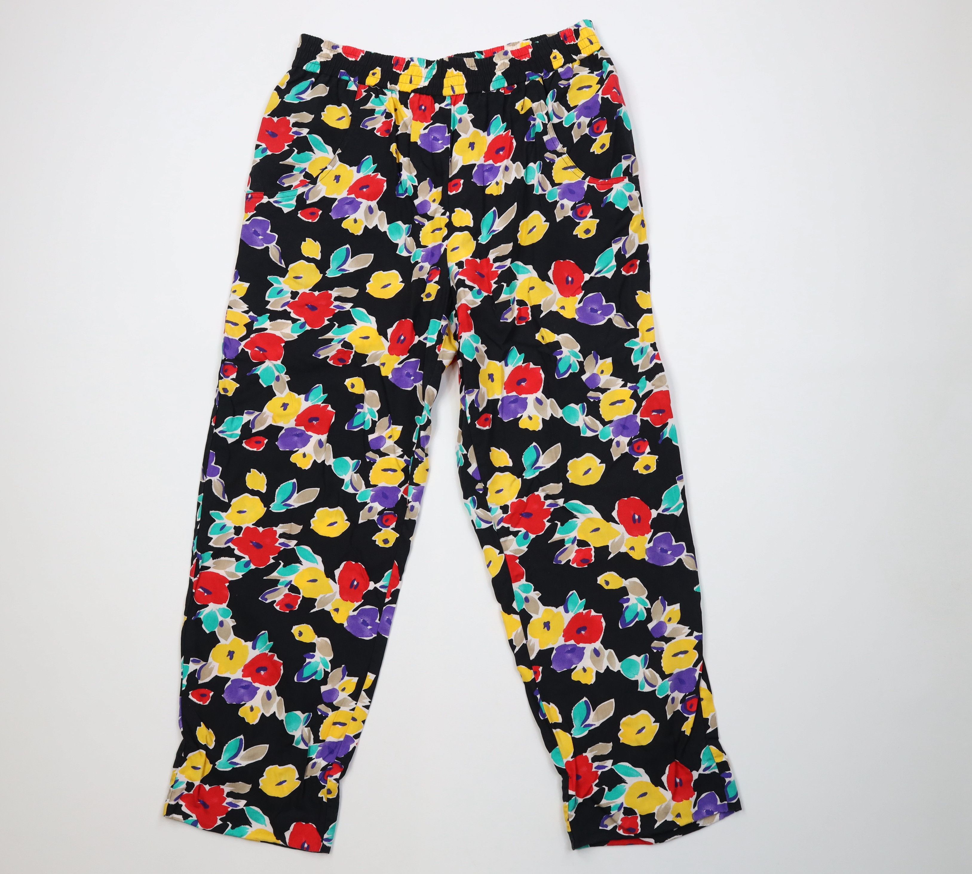 Vintage Vintage 90s Streetwear Gabardine Abstract Flower Harem Pants Size 32" / US 10 / IT 46 - 1 Thumbnail