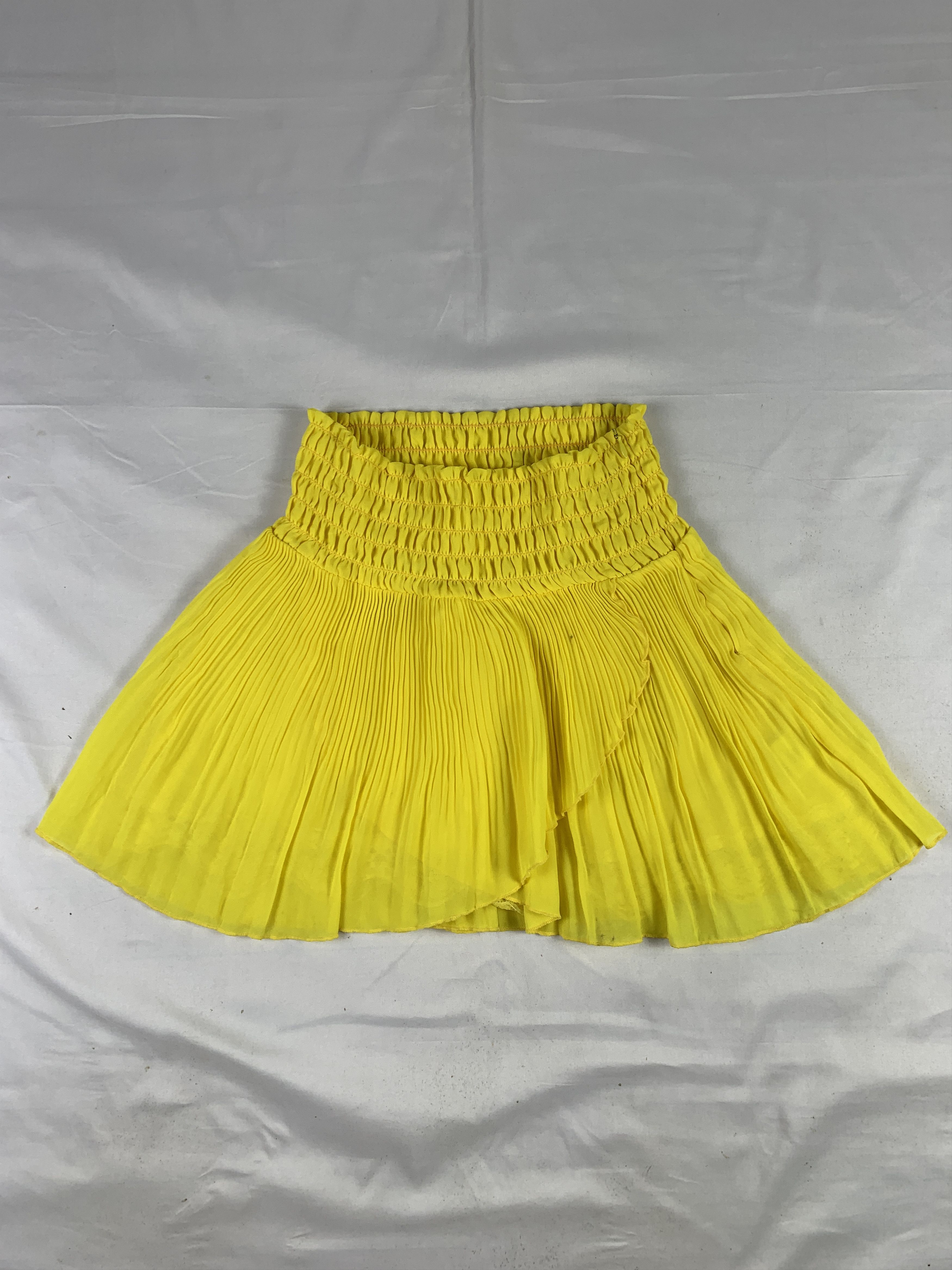 Lip Service Lip Service Yellow Pleated Trim Mini Skirt (26-29) Size 26" / US 2 / IT 38 - 1 Thumbnail