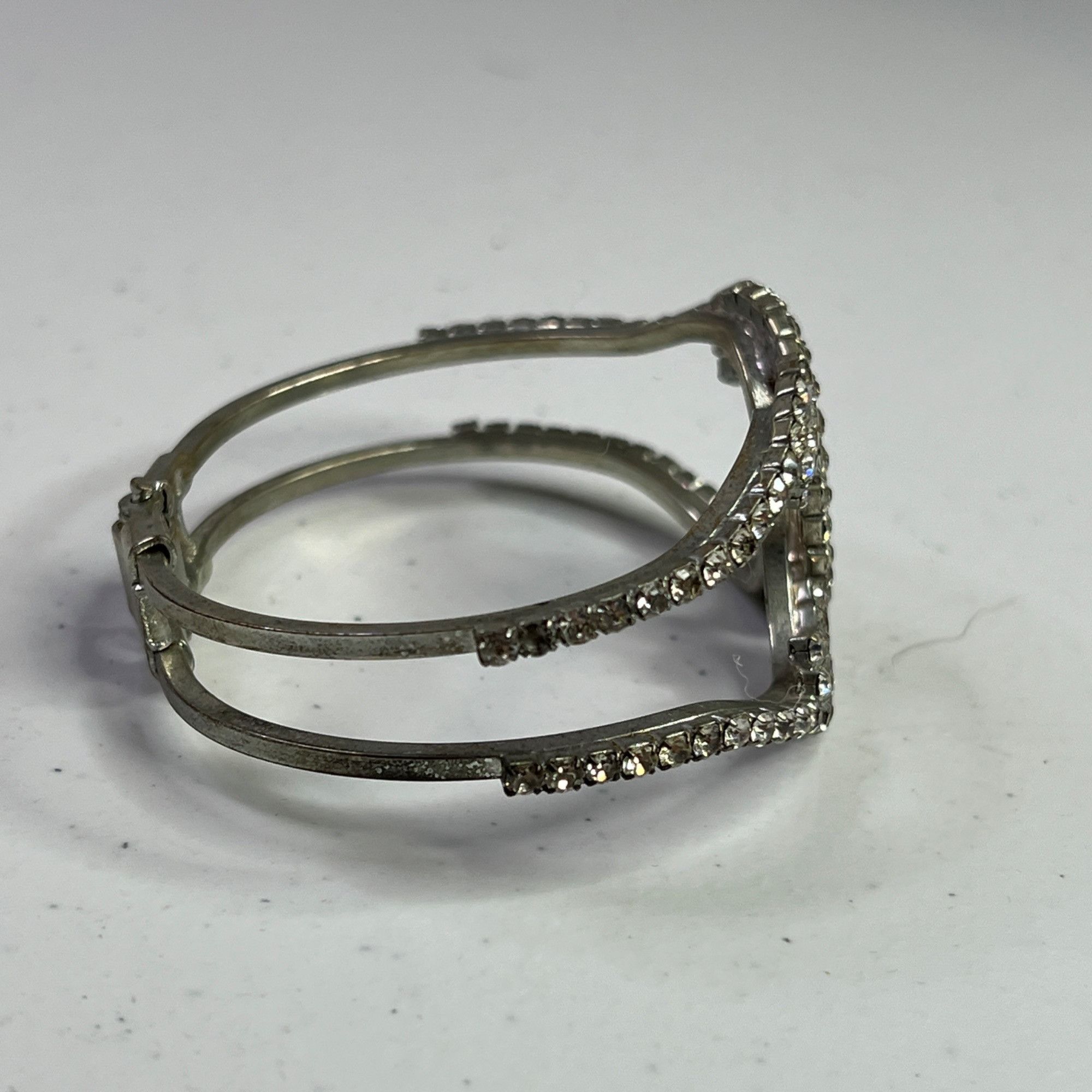 Other Silver-Tone Rhinestone Bangle Bracelet With Double C Design Size ONE SIZE - 10 Thumbnail