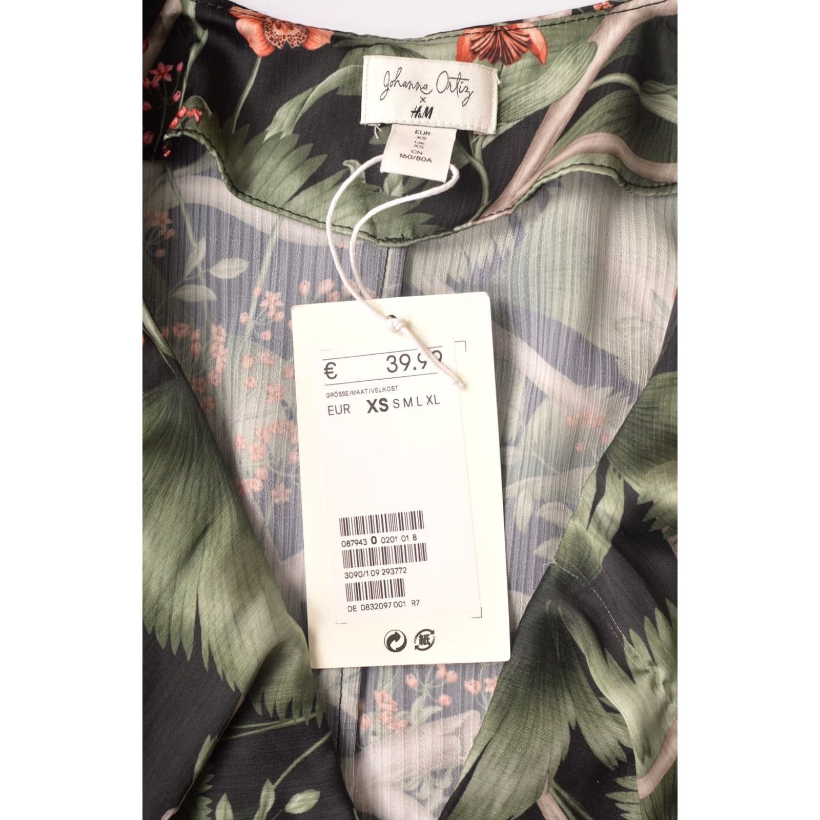 H&M H&M x Johanna Ortiz Floral Pattern Full-Frint Black Green Dress XS Girls Size XS / US 0-2 / IT 36-38 - 3 Thumbnail