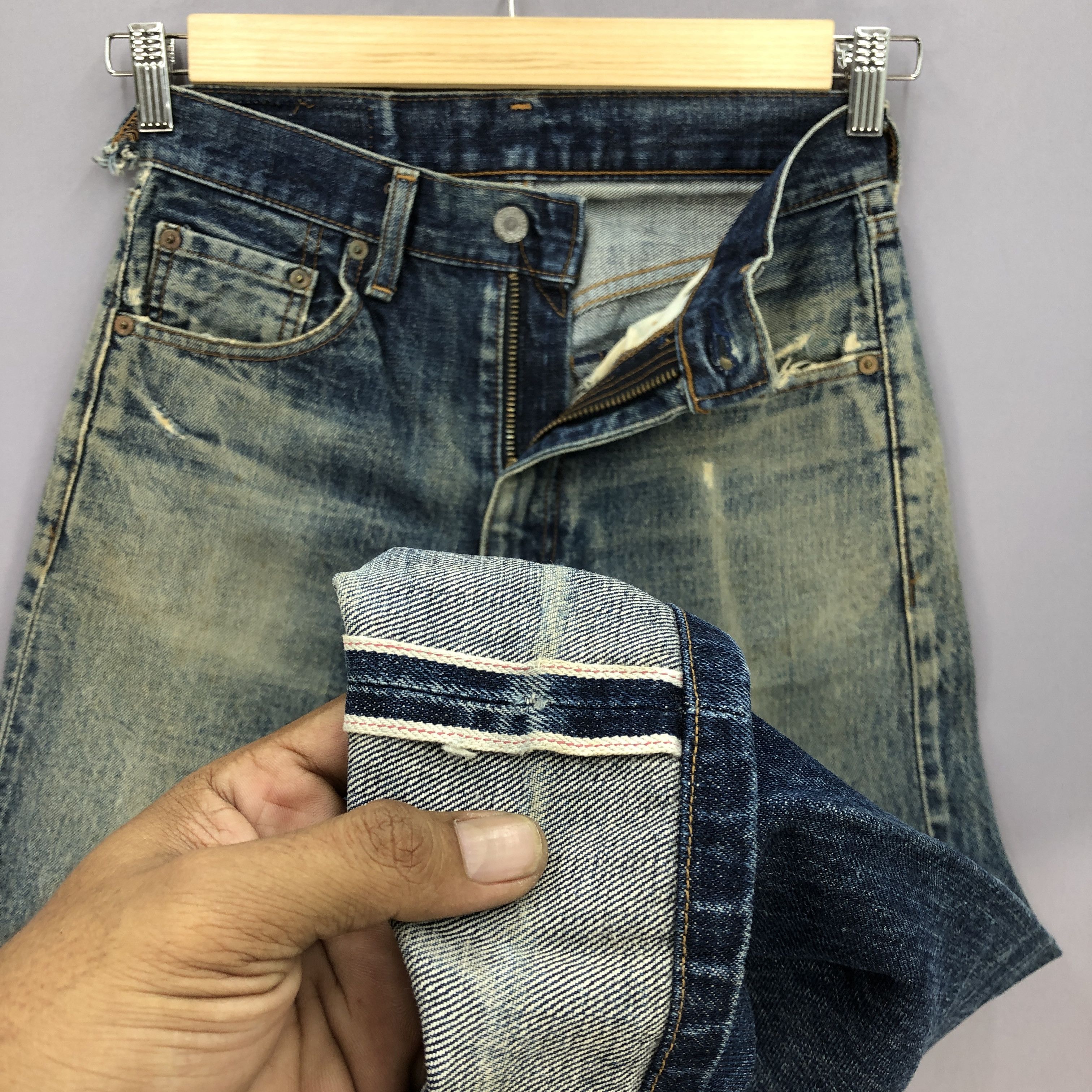 Levi's Vintage 90s Levi's Selvedge Jeans Levis 502 Distressed Denim Size 26" / US 2 / IT 38 - 8 Thumbnail