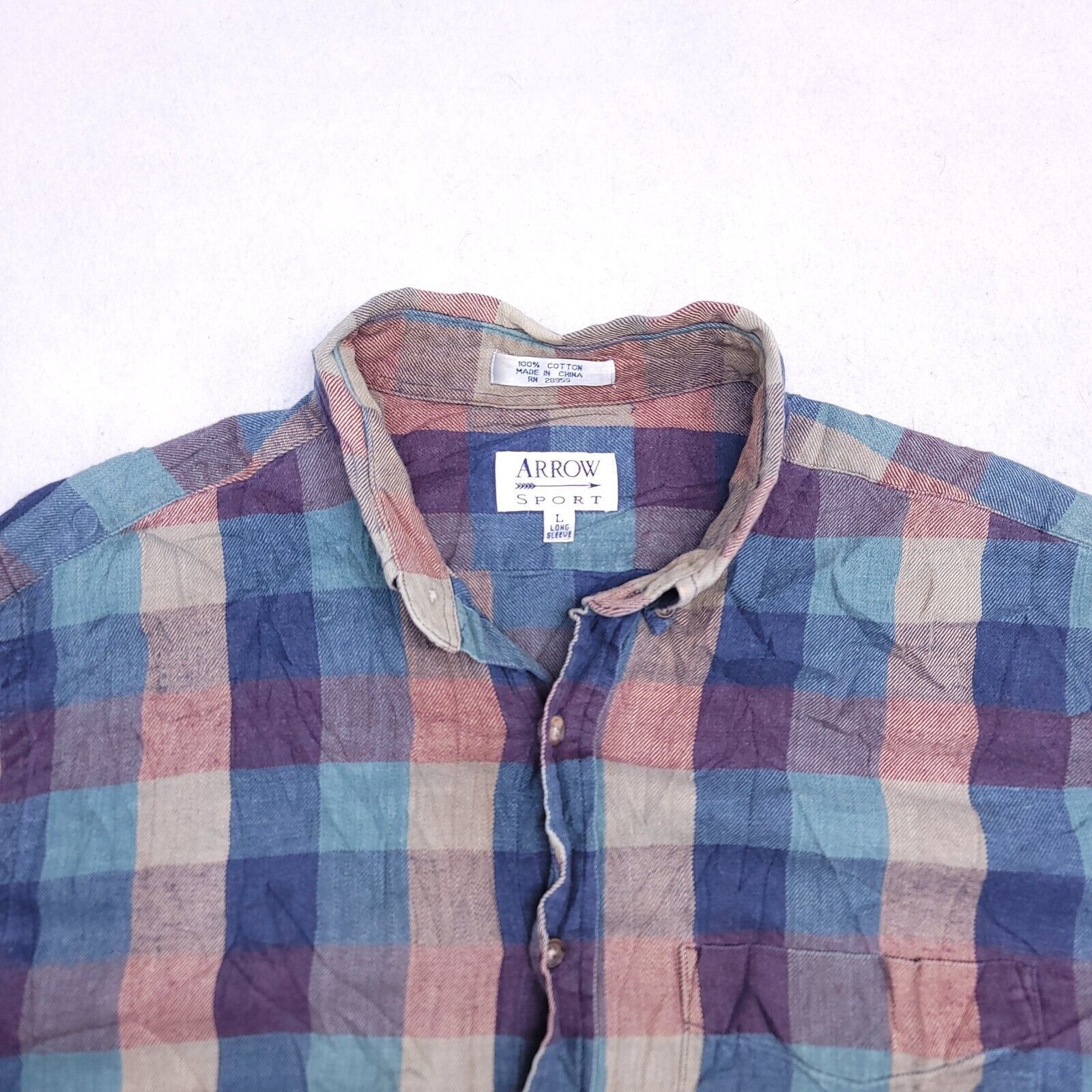 Arrow Arrow Gingham Flannel Casual Shirt Mens Size Large L Blue Size US L / EU 52-54 / 3 - 1 Thumbnail