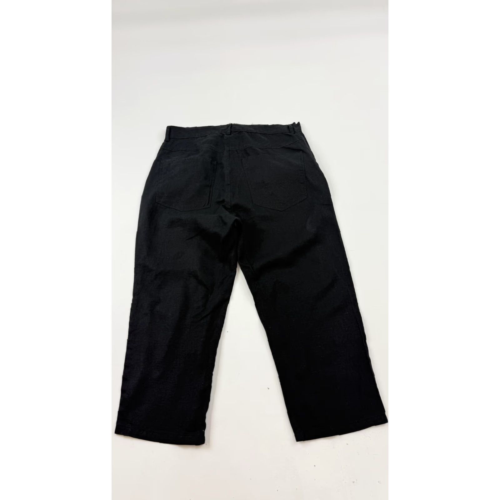 Vintage Elaine Kim Pants Womens 2 Black Crop Straight Leg 97% Cotton USA Casual Chino Size 28" / US 6 / IT 42 - 5 Thumbnail