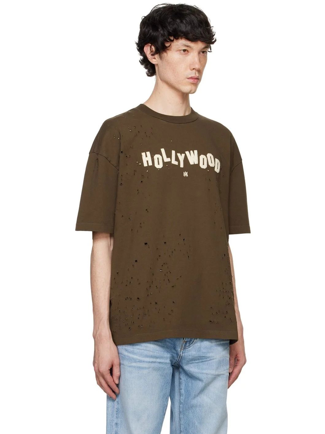 Amiri o1s1wg111125 Hollywood Shotgun Oversized T-Shirt Brown Size US L / EU 52-54 / 3 - 2 Thumbnail