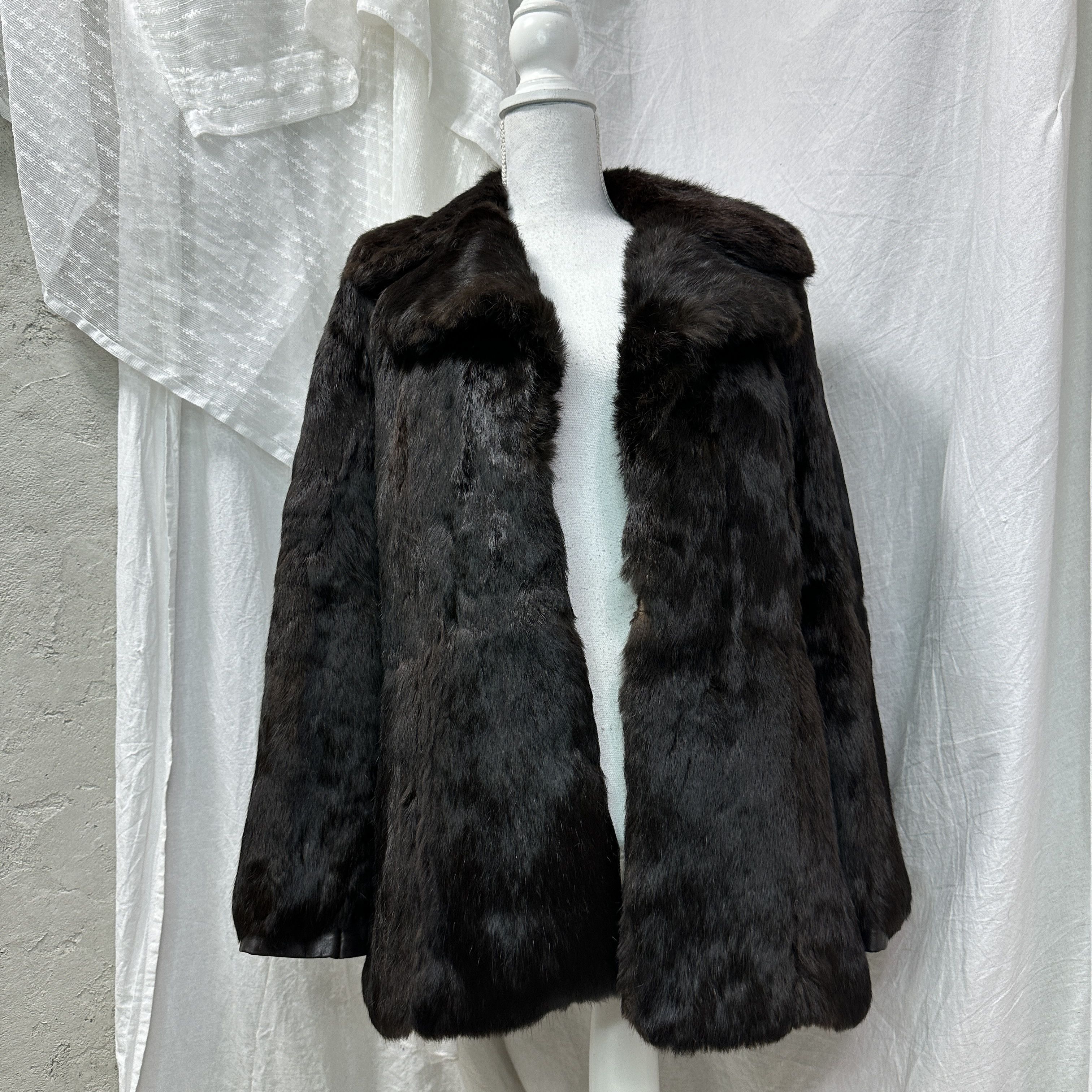 Vintage Vintage Old Money Chocolate Brown Tailored Rabbit Fur 90s Size L / US 10 / IT 46 - 4 Thumbnail