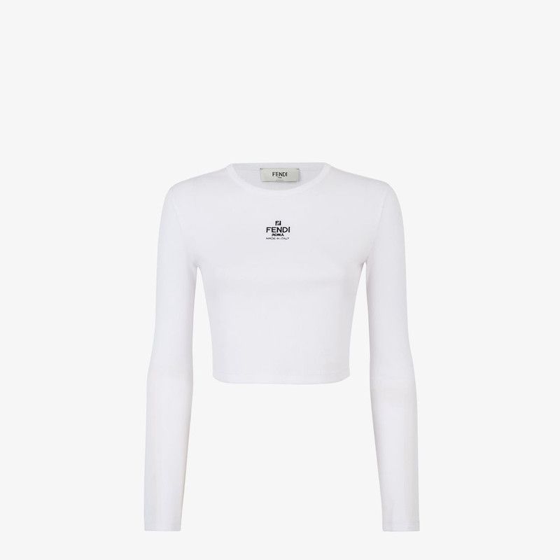 Fendi o1loc1c1225 FS9616 T-Shirt Knitted Fabric in White Size US L / EU 52-54 / 3 - 1 Thumbnail