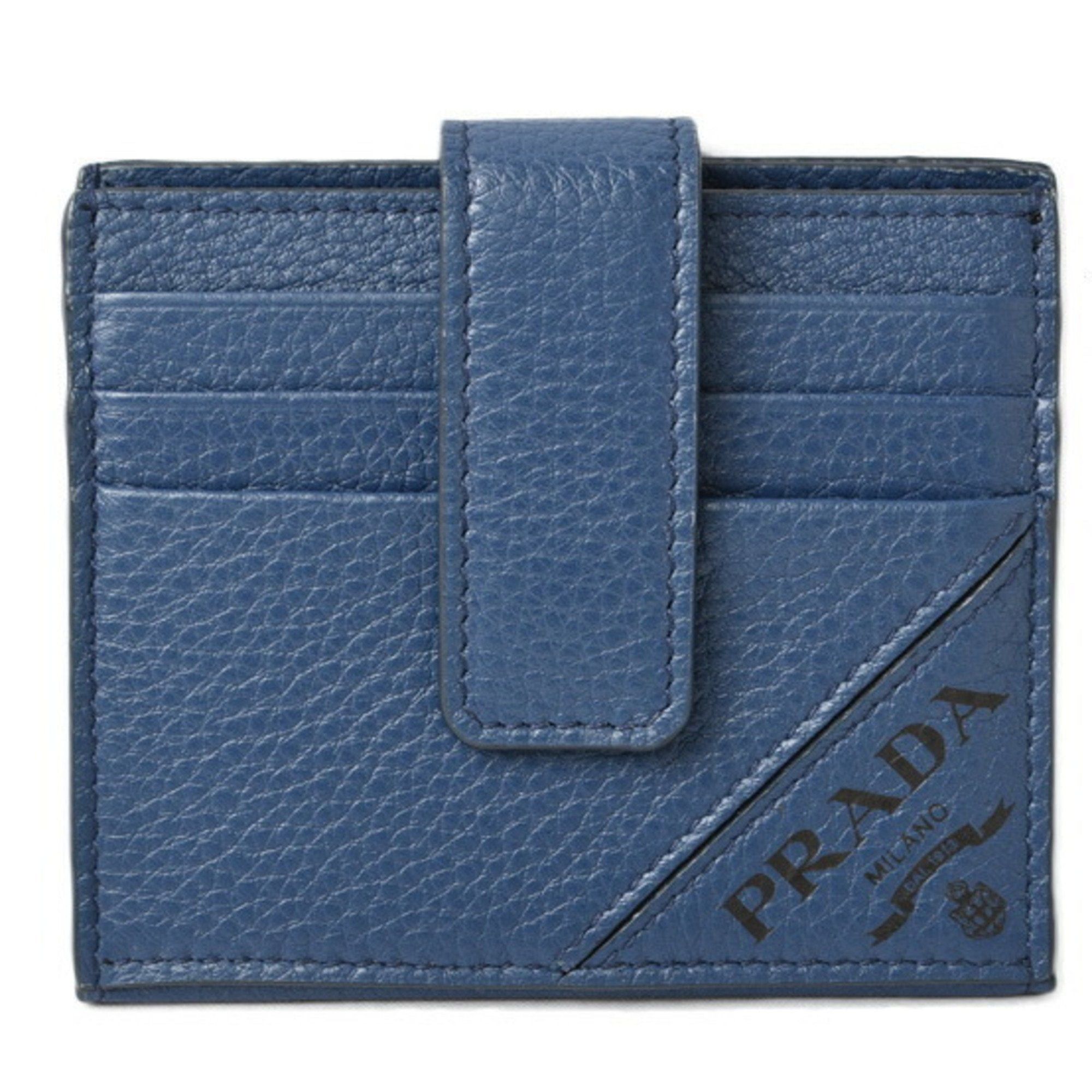 image of Prada Card Case/business Holder 2Mc049 Men's Bi-Fold Vit.micro Grain Blue