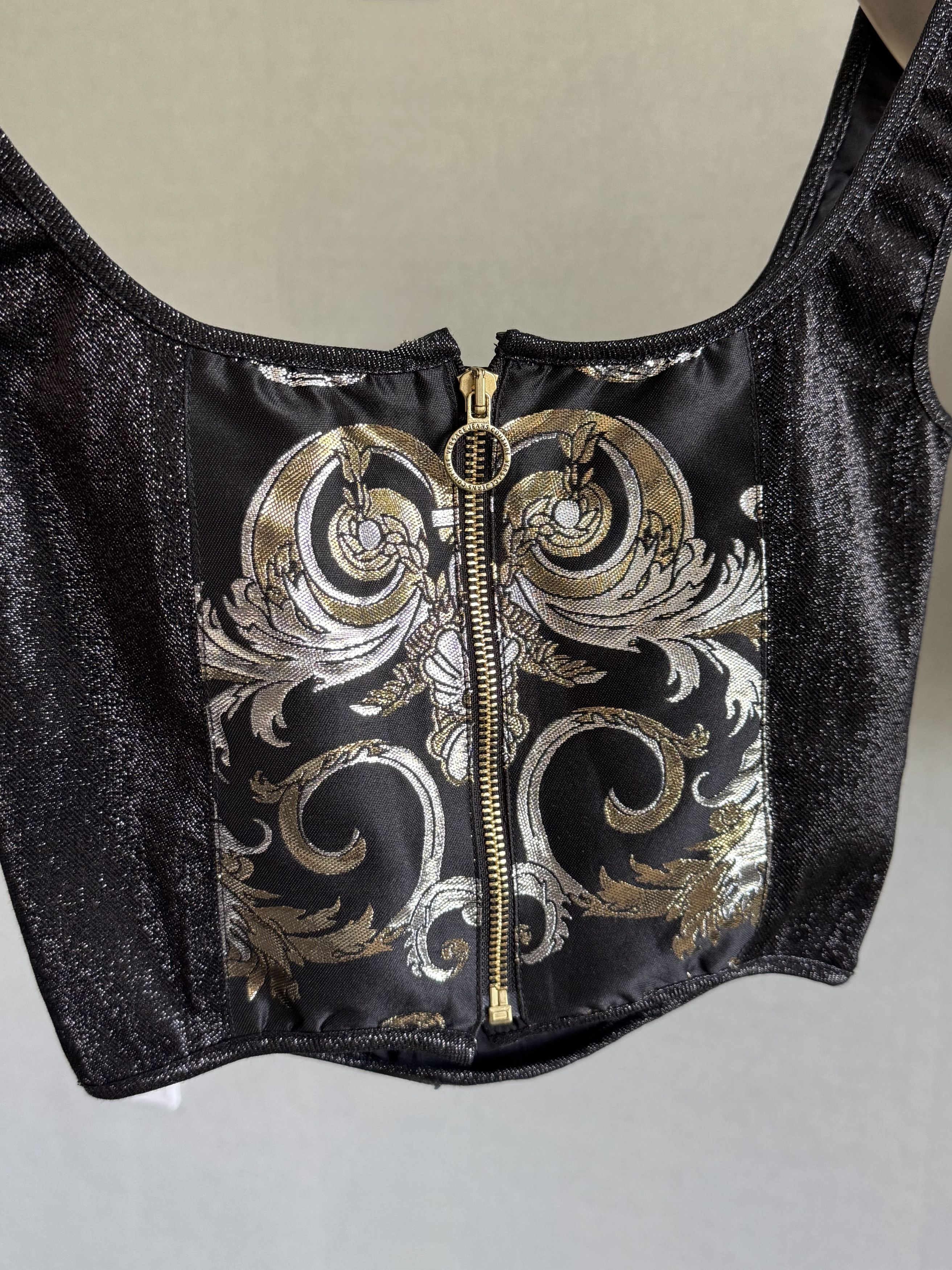 Versace Jeans Couture versace jeans metallic denim top w/ brocade Size XS / US 0-2 / IT 36-38 - 4 Thumbnail