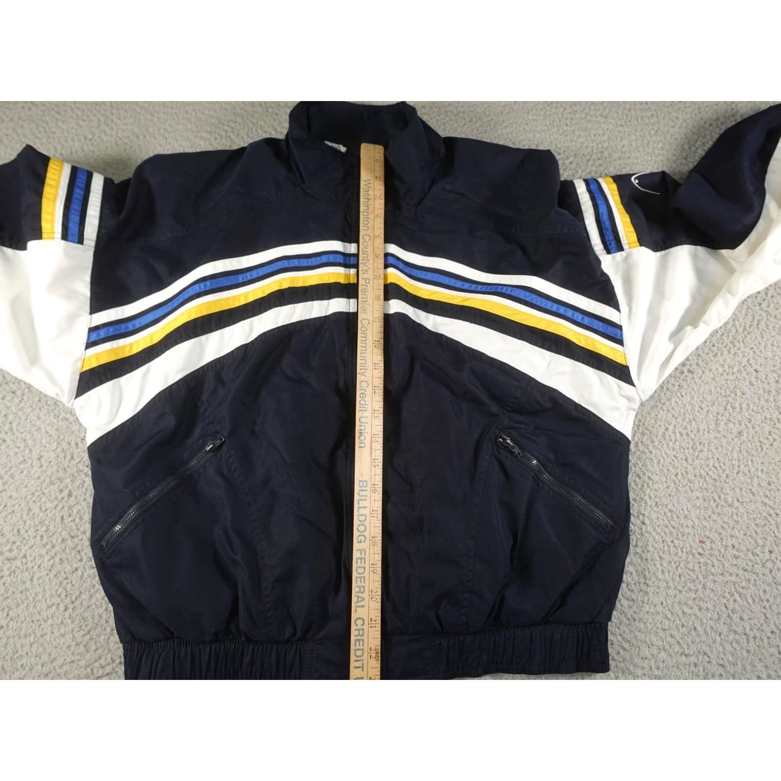 Vintage VINTAGE HEAD Jacket Mens XL Blue Stripe Windbreaker Zip Pockets 90s Tailored? Size US XL / EU 56 / 4 - 4 Thumbnail