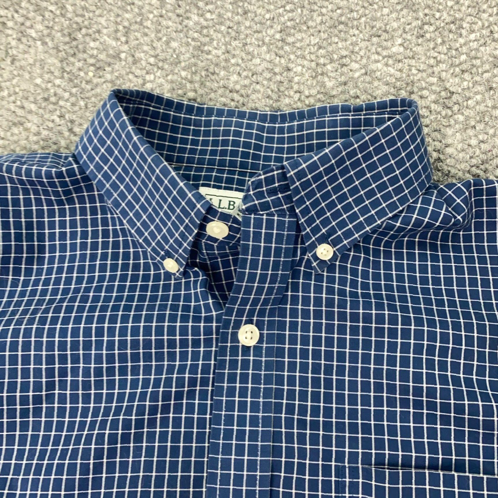 Vintage L.L. Bean Shirt Mens Medium Blue Check Button-Down Traditional Fit Size US M / EU 48-50 / 2 - 3 Thumbnail