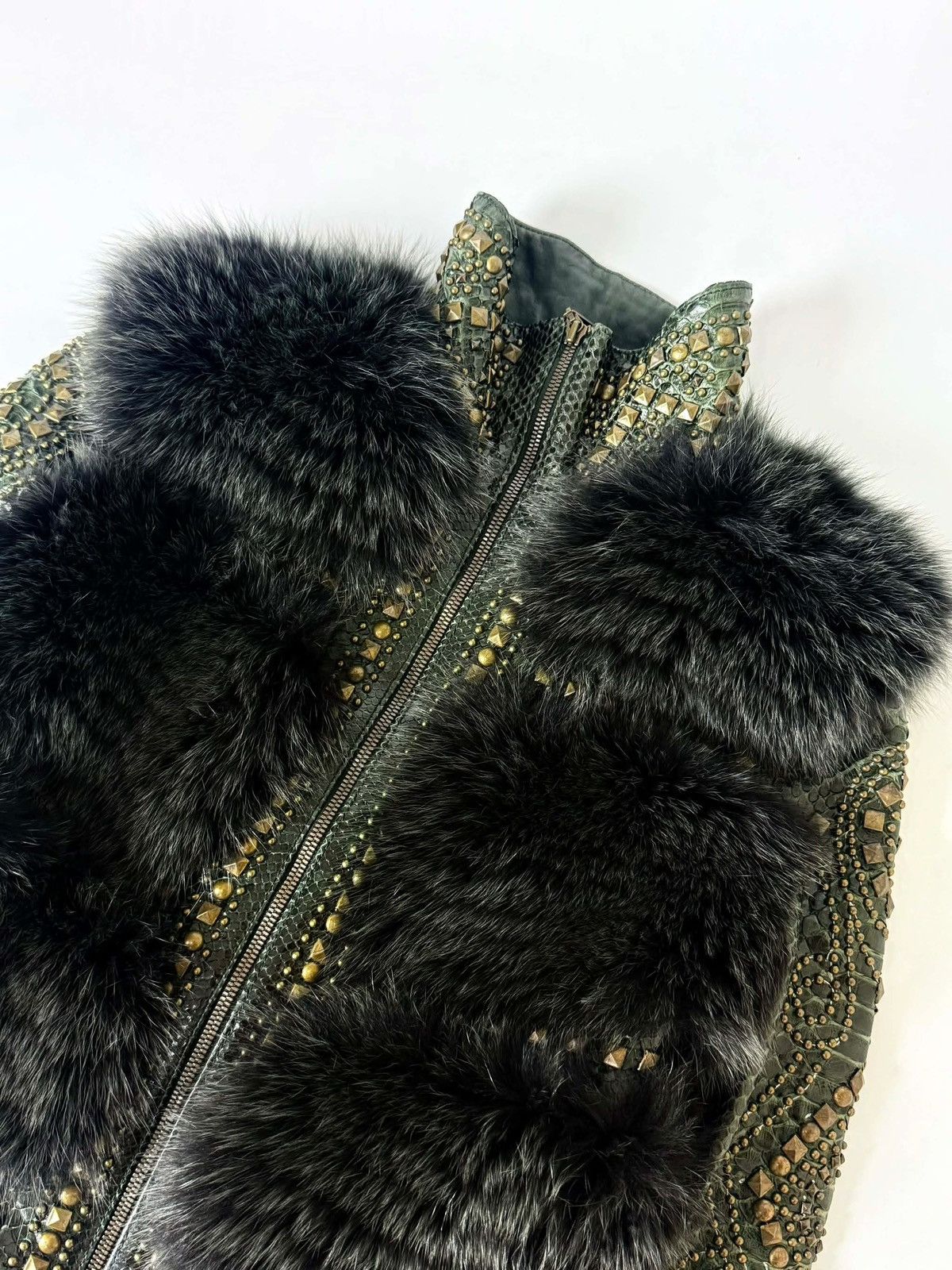 Roberto Cavalli Roberto Cavalli Embellished Studded Python Leather & Fur Size S / US 4 / IT 40 - 4 Thumbnail