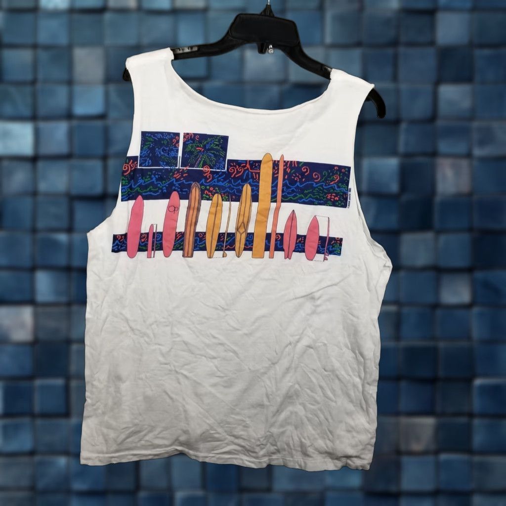 Ocean Pacific VINTAGE Ocean Pacific Shirt Mens Medium White Sleeveless Tank Cutoff Surfboard 80s VTG Beach Mens Size US M / EU 48-50 / 2 - 1 Thumbnail