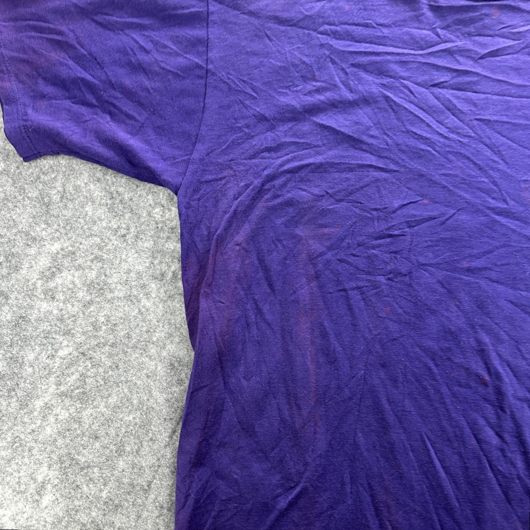 Jerzees VINTAGE Jerzees Shirt Mens XL Purple Blank 90s Tee Crew Neck Short Sleeve Cotton Blend Polyester Blend Single Stitch Made USA Size US XL / EU 56 / 4 - 4 Thumbnail