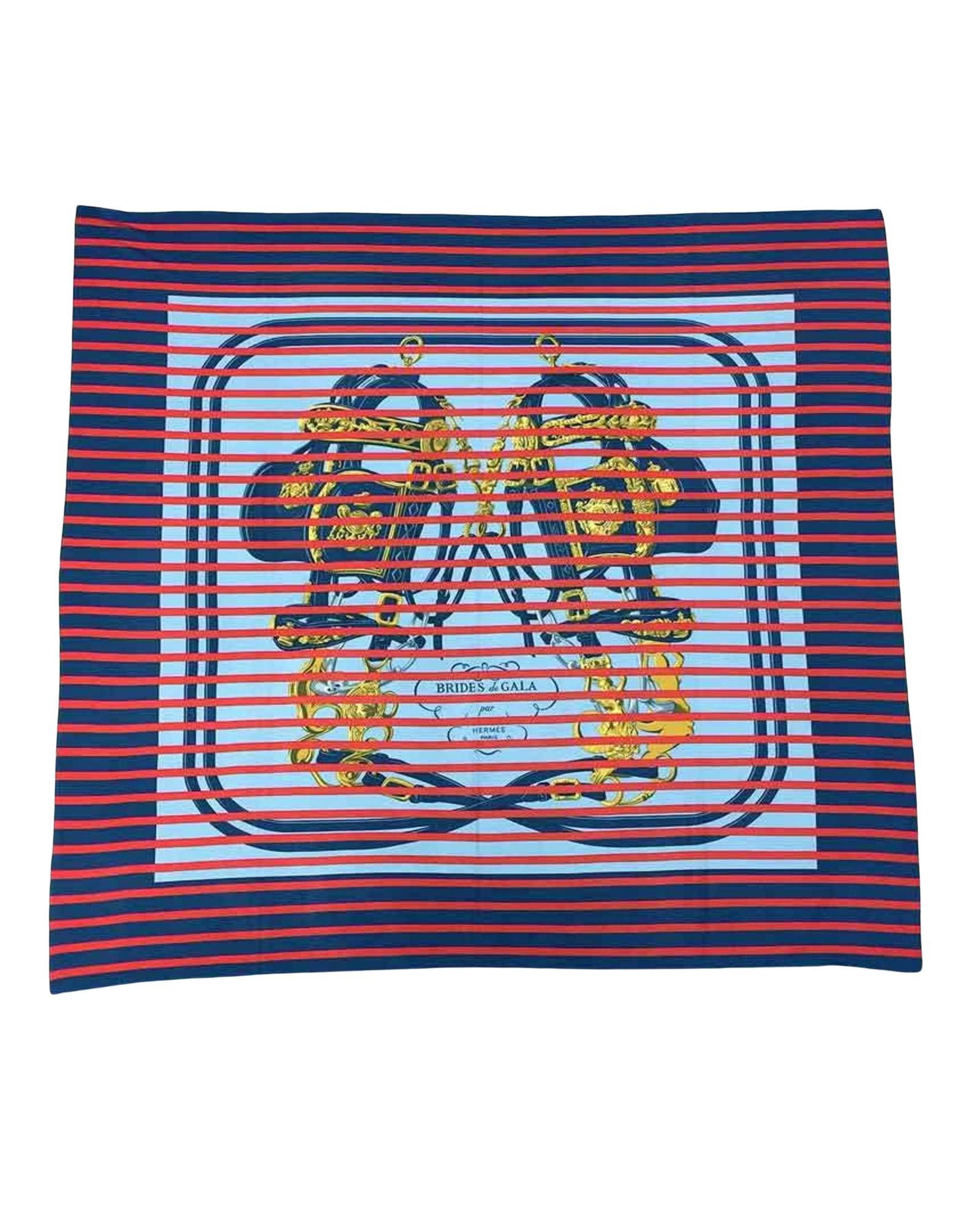 image of Hermes Navy Silk Designer Scarf, Women's