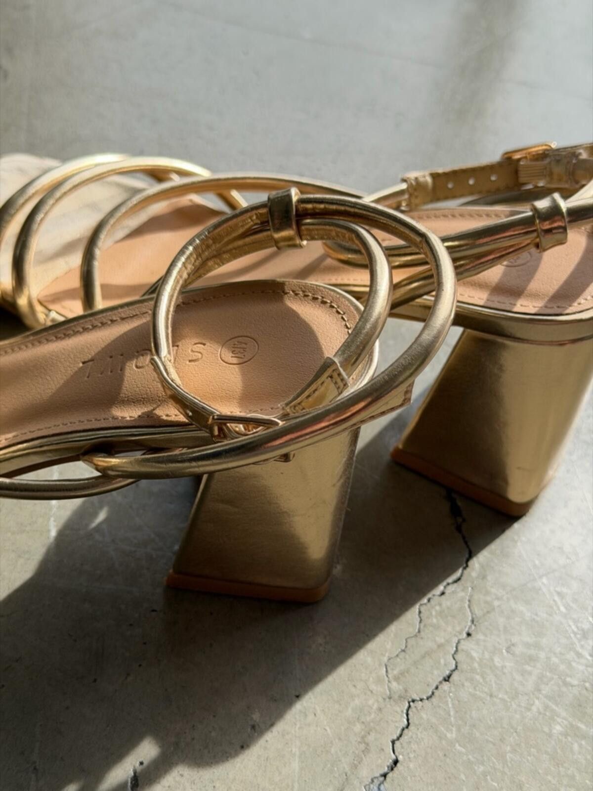 Other ASOS Gold Strappy Heels / Block Heel Sandals Size US 6.5 / IT 36.5 - 9 Thumbnail