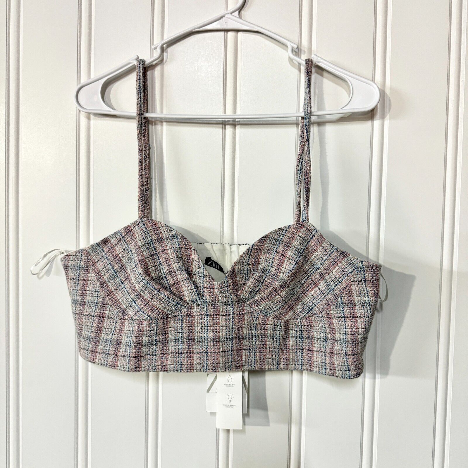 Zara Zara Cami Size XL Knit Plaid Woven Crop Spaghetti Strap NWT Size XL / US 12-14 / IT 48-50 - 1 Thumbnail