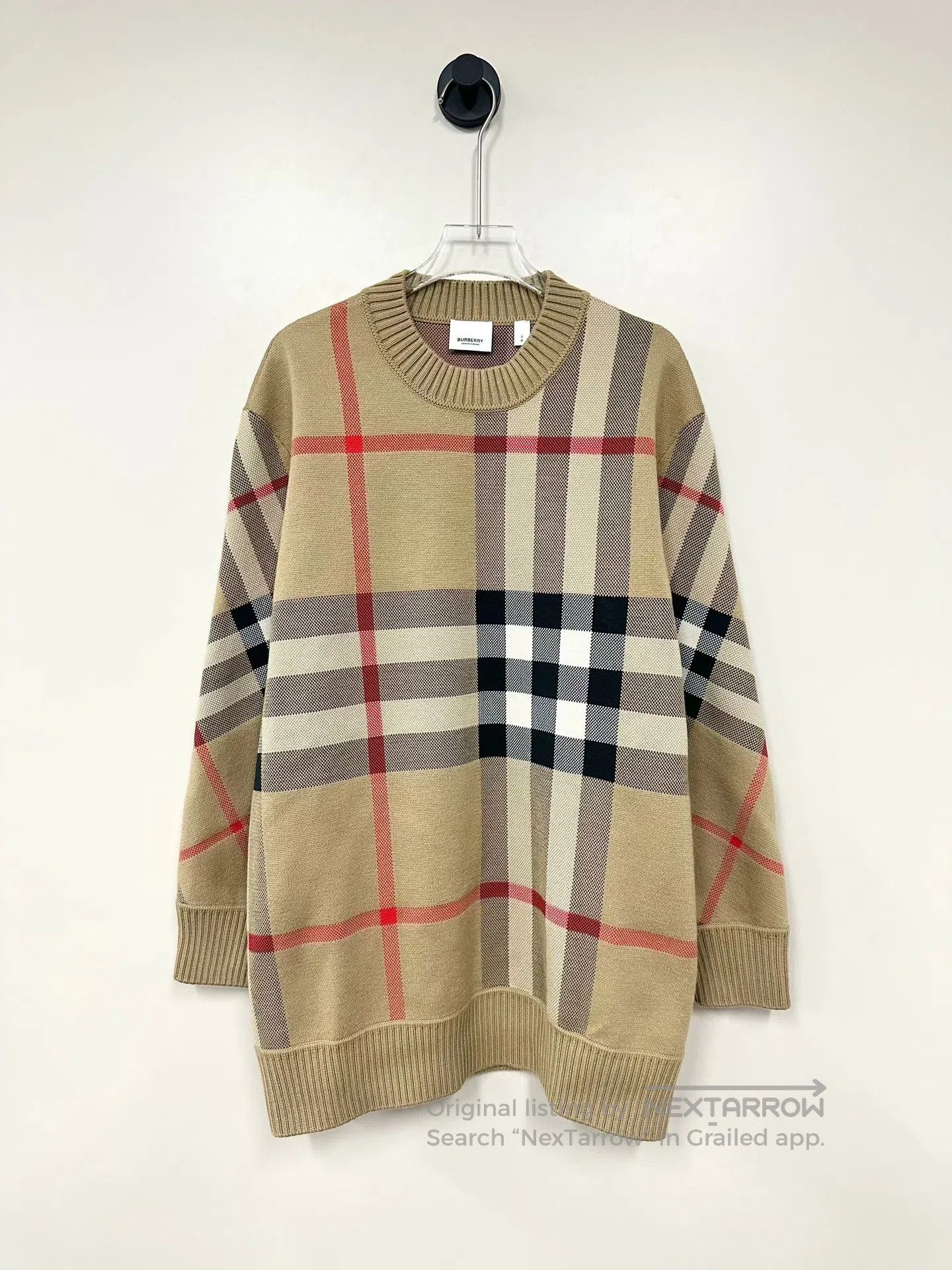 Burberry Burberry Beige Classic Plaid Jacquard Wool Knit Sweater| Size US S / EU 44-46 / 1 - 1 Thumbnail