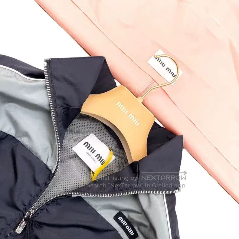 Miu Miu Miu Miu 42 25ss spring and summer contrast nylon sports coa Size L / US 10 / IT 46 - 3 Thumbnail