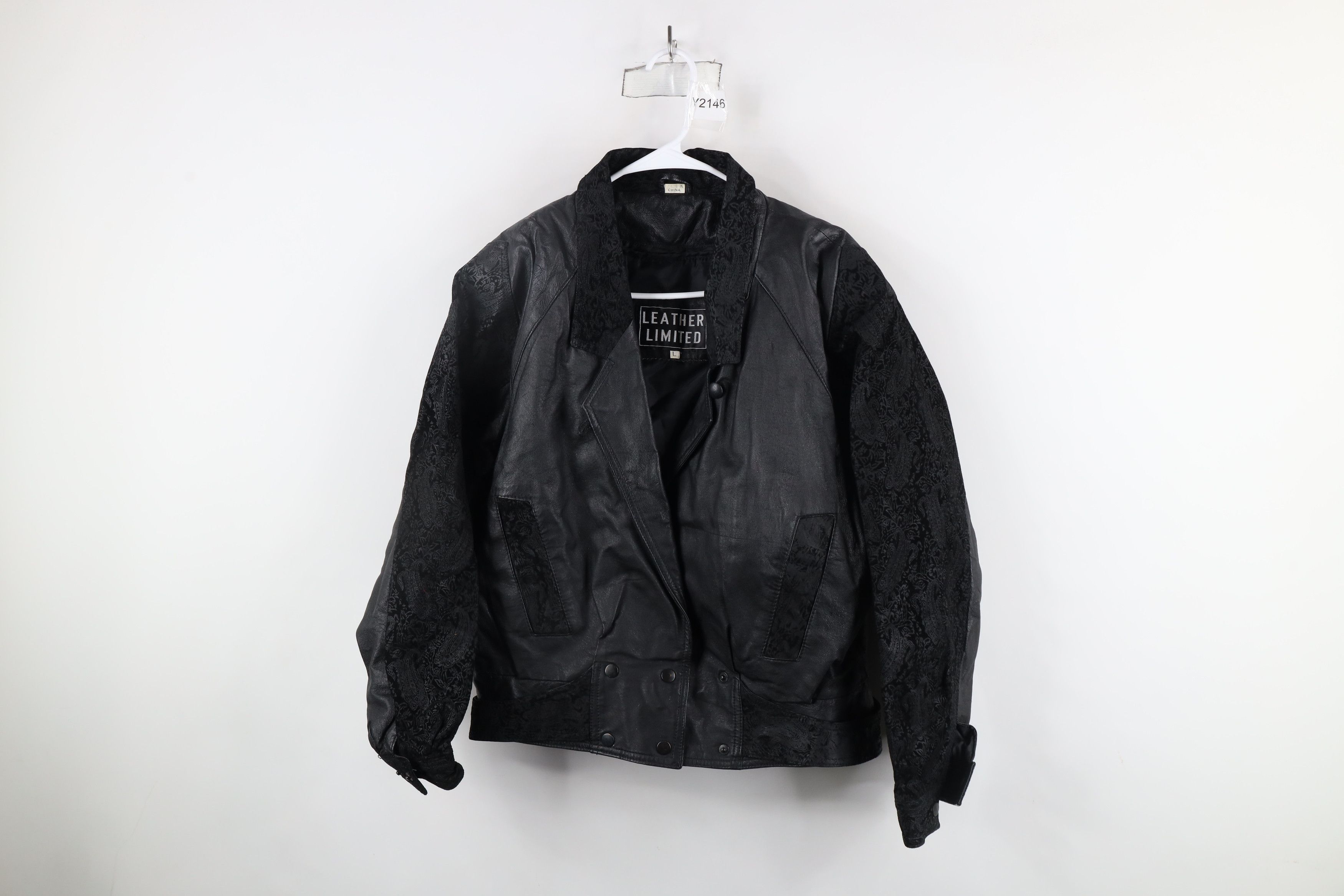Vintage 90s Streetwear Goth Leather Bomber Jacket Black