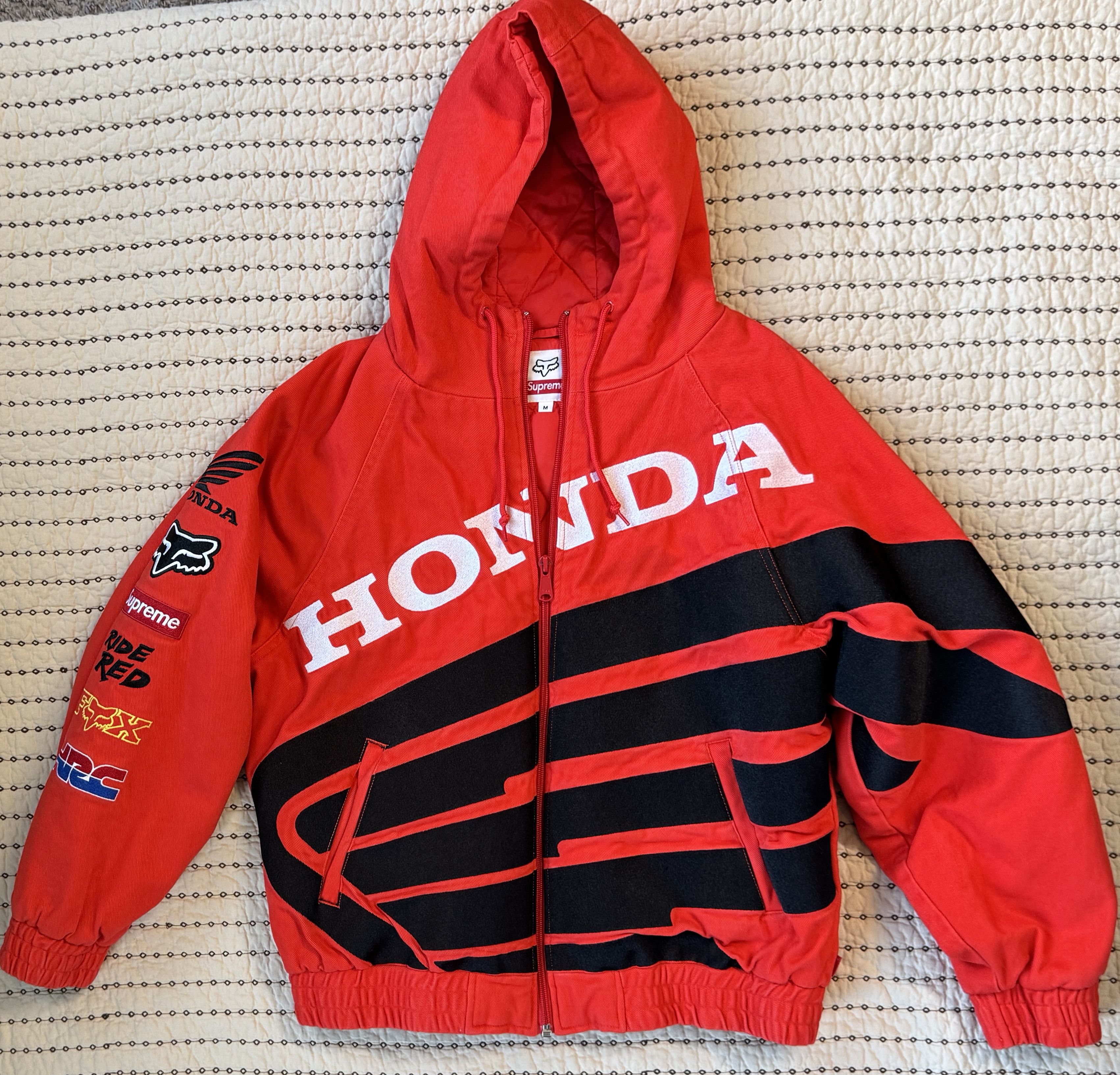 SUPREME19AW HONDA FOX Racingジャケット Mサイズ赤 Buy Supreme x Honda Fox Racing Puffy Zip Up Jacket 'Red