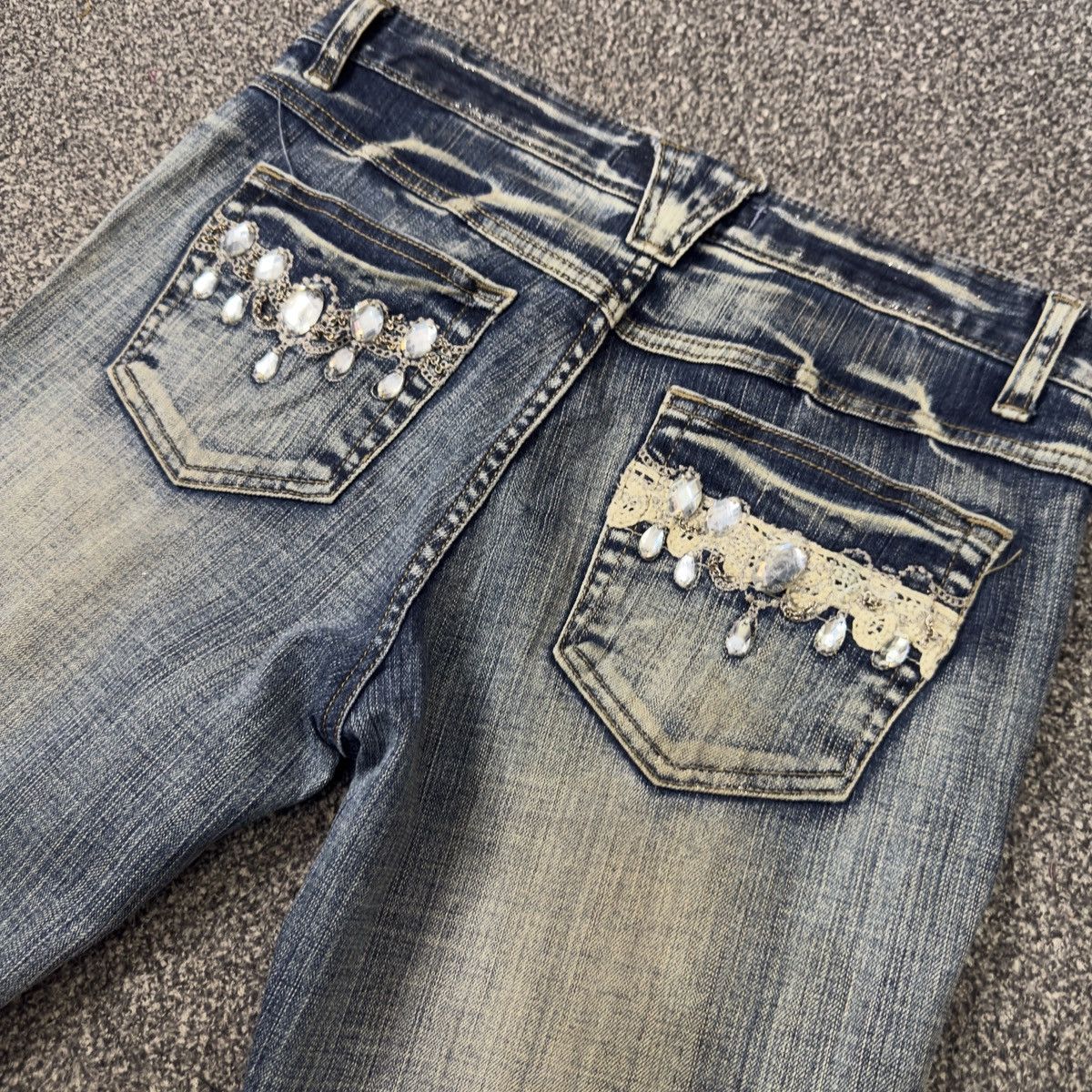 Hysteric Glamour Flare Sick 🔥 6th Avenue Rhinestone Lace Jeans LGB Style Size 30" / US 8 / IT 44 - 10 Thumbnail