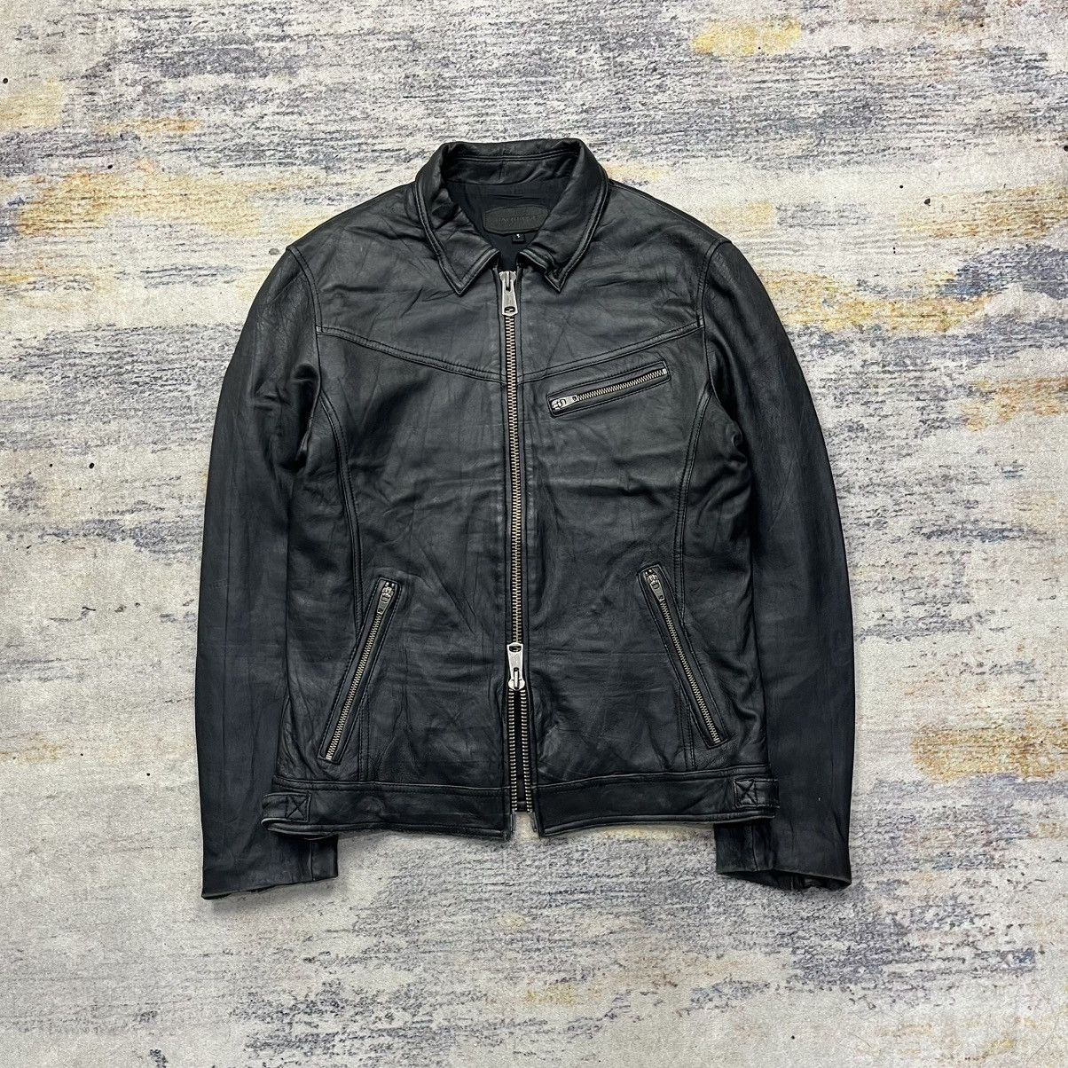 Isamu Katayama Backlash Black single riders leather jacket Isamu
