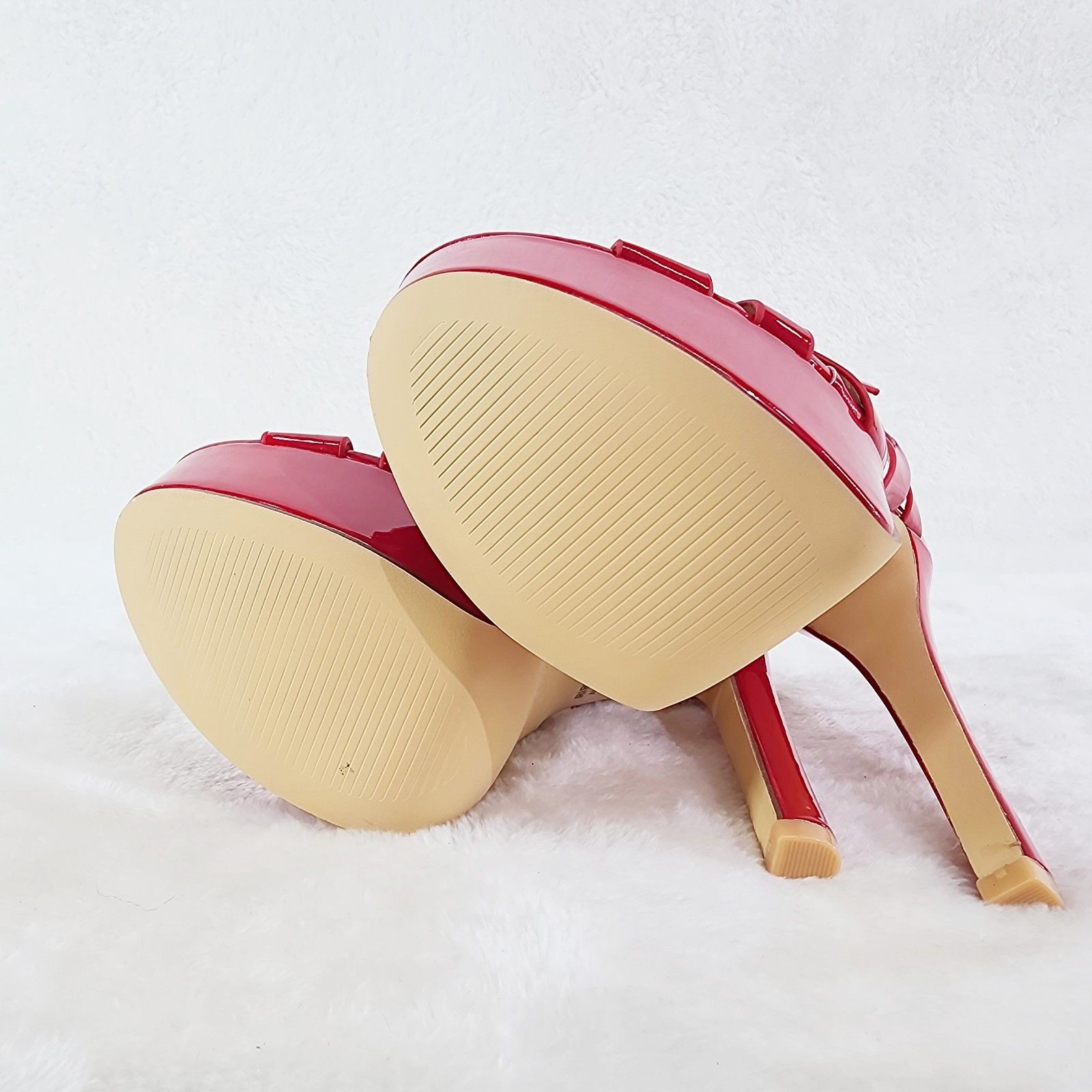 Other Rihbah Red Patent Platform 6" Stiletto High Heels Ankle Stra Size US 6 / IT 36 - 7 Thumbnail