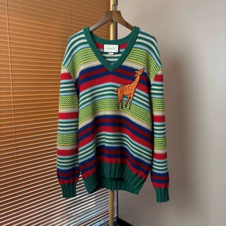 Gucci Gucci Christmas Limited Rainbow Striped Deer Knitwear 2502- Size US S / EU 44-46 / 1 - 1 Thumbnail