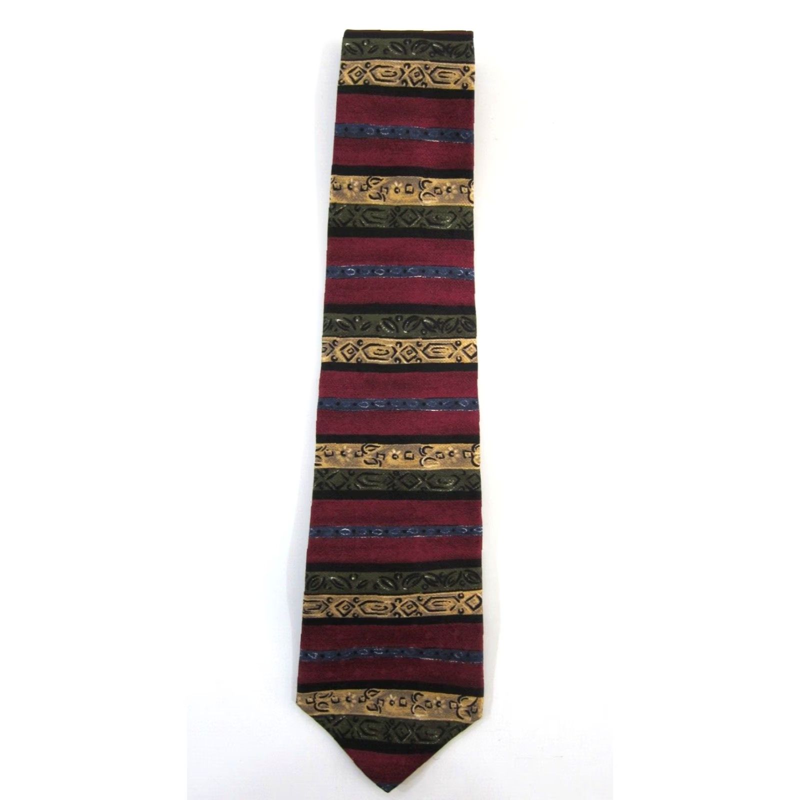 Ralph Lauren NWT Ralph Lauren Chaps Silk Tie Geometric Abstract Red Blue Brown 70s 80s 90s Vintage Unisex 4" Wide 55" Length Made in USA Mens Womens Boys Girls Size ONE SIZE - 7 Thumbnail