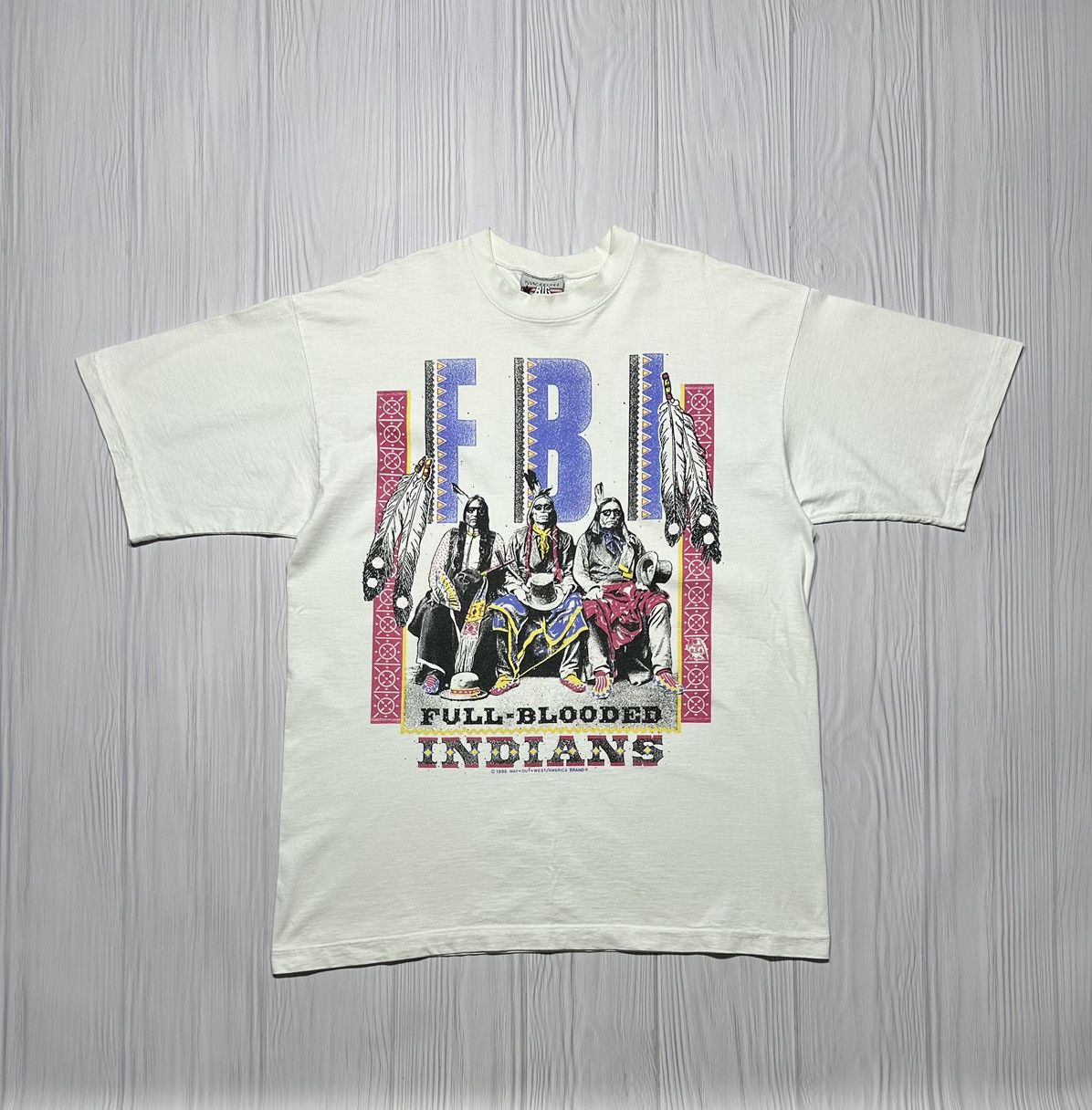 Vintage Rare Vintage 1995 Full Blooded Indians American T-Shirt Size US XL / EU 56 / 4 - 1 Thumbnail