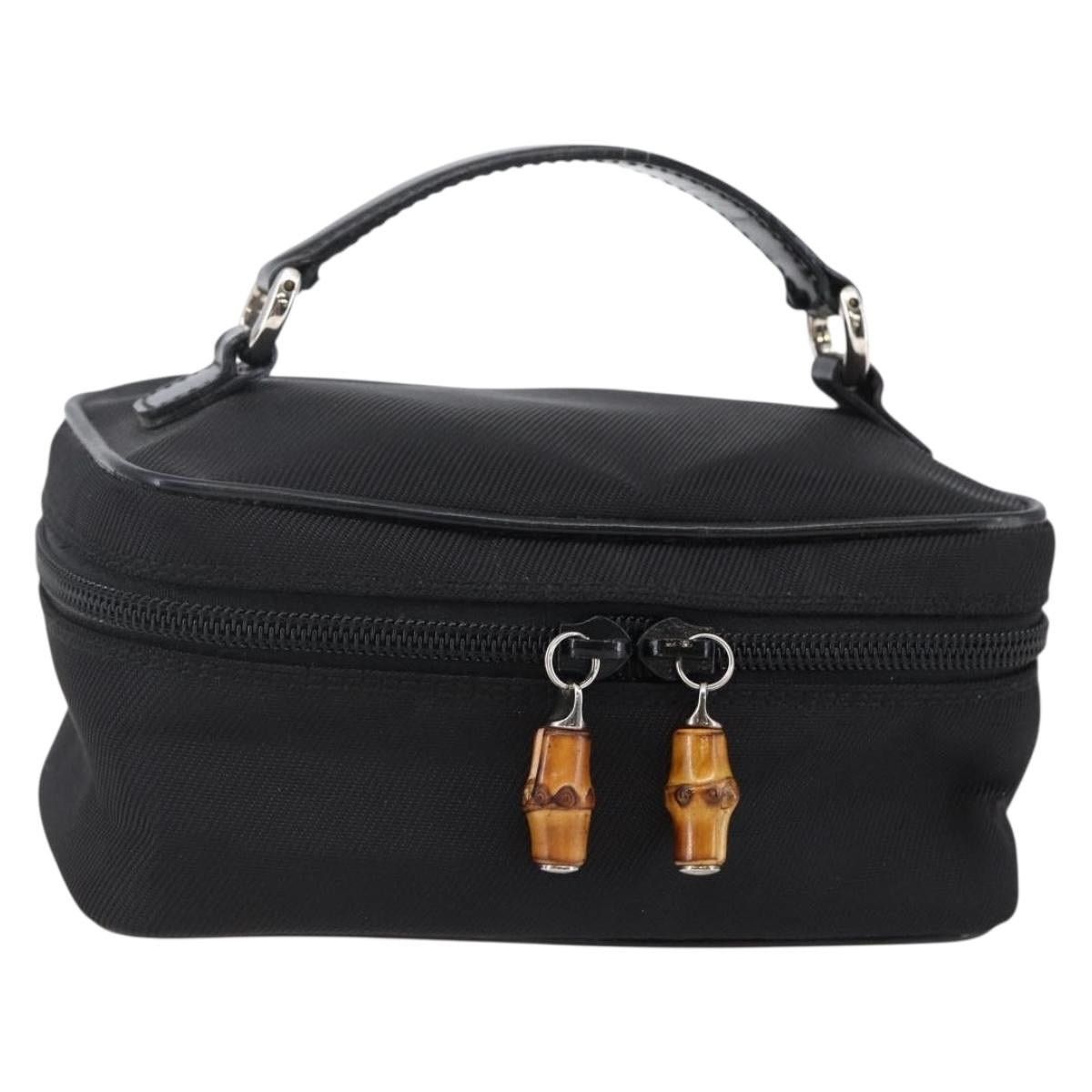 Gucci GUCCI Bamboo Vanity Handbag Nylon Black Silver 032 1956 032 Size ONE SIZE - 1 Thumbnail