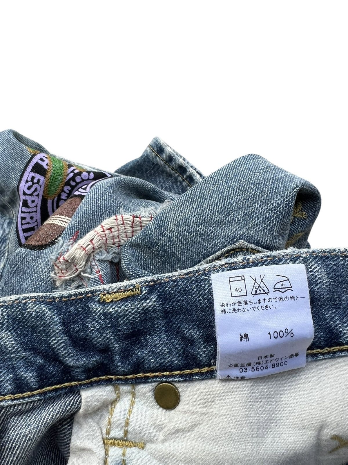 Lee Lee X TMT Japan Distress Embroidery Denim Selvedge Jeans Size US 29 - 22 Thumbnail