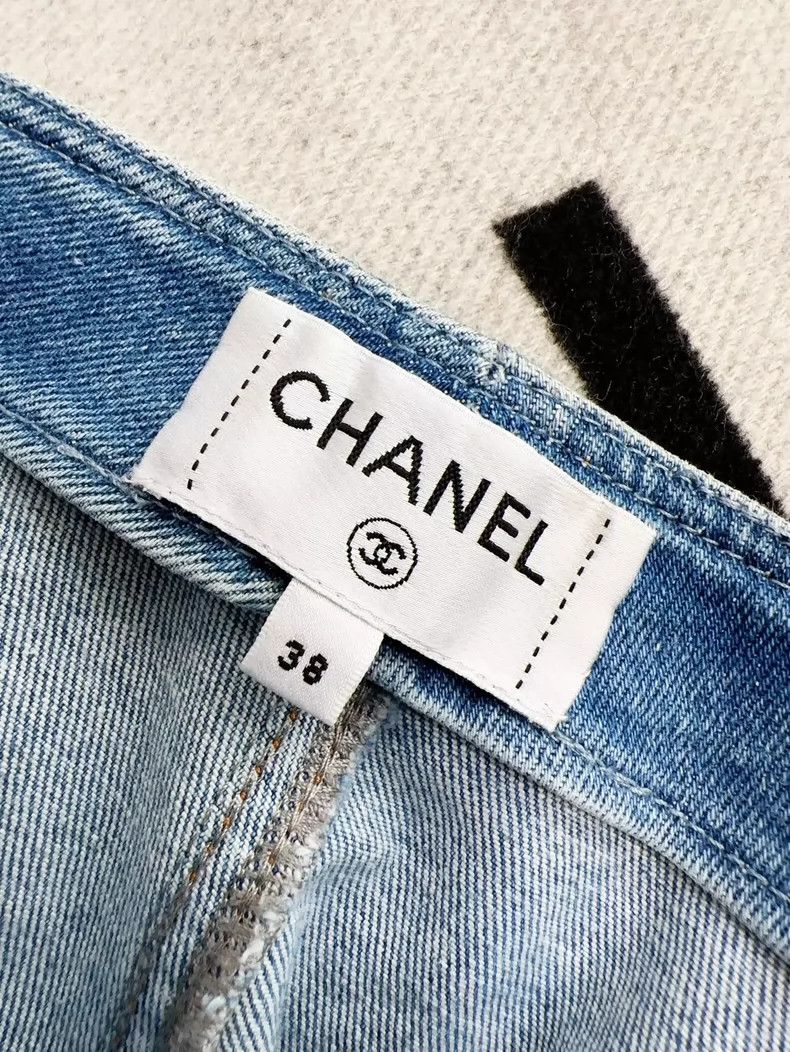 Chanel Chanel 23A blue camellia diamond checkered jeans Size 25" / US 0 / IT 36 - 3 Thumbnail