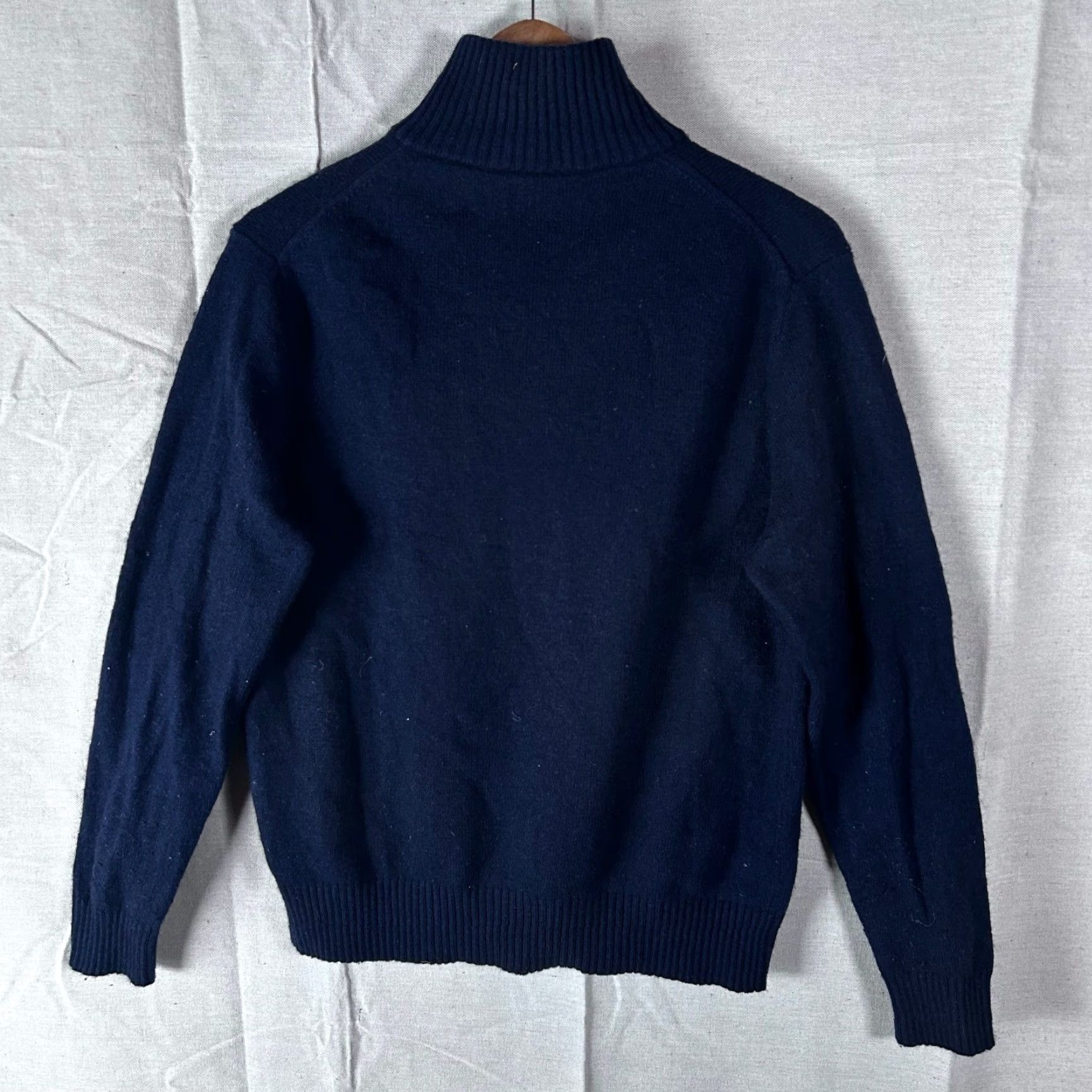J.Crew J.Crew Mercantile Mens Navy Blue Lambswool Blend Quarter Zip Sweater Medium Size US M / EU 48-50 / 2 - 4 Thumbnail