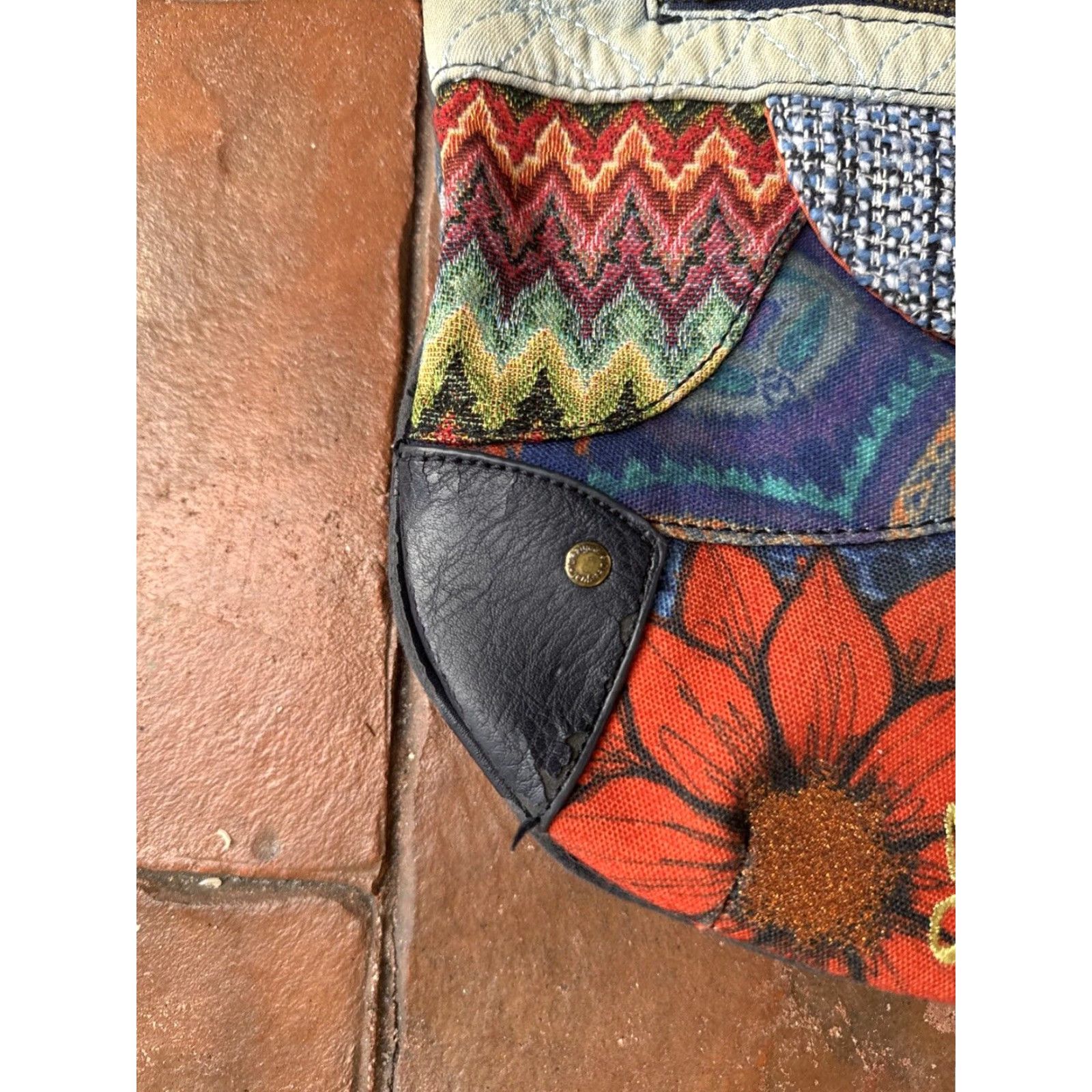 Desigual Desigual Brooklyn Floral Embroidered Canvas Leather Crossbody Bag Womens Medium Multicolor Crossbody Bag Size ONE SIZE - 2 Thumbnail