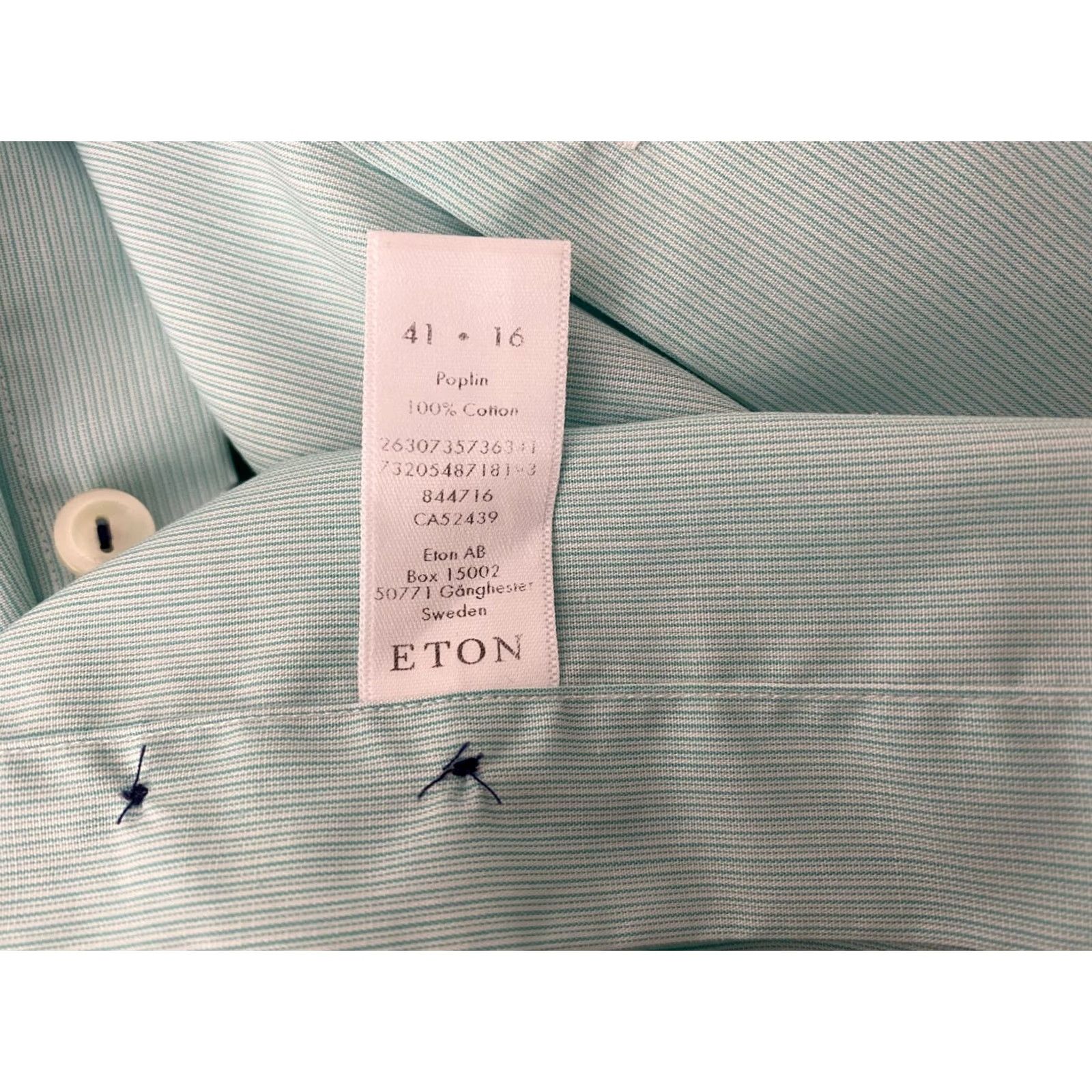 Eton Etón Dress Shirt Slim Blue Cotton 16 41 16 Mens Business Shirt ID 16 41 16 Blue Cotton Church Size 42R - 6 Thumbnail