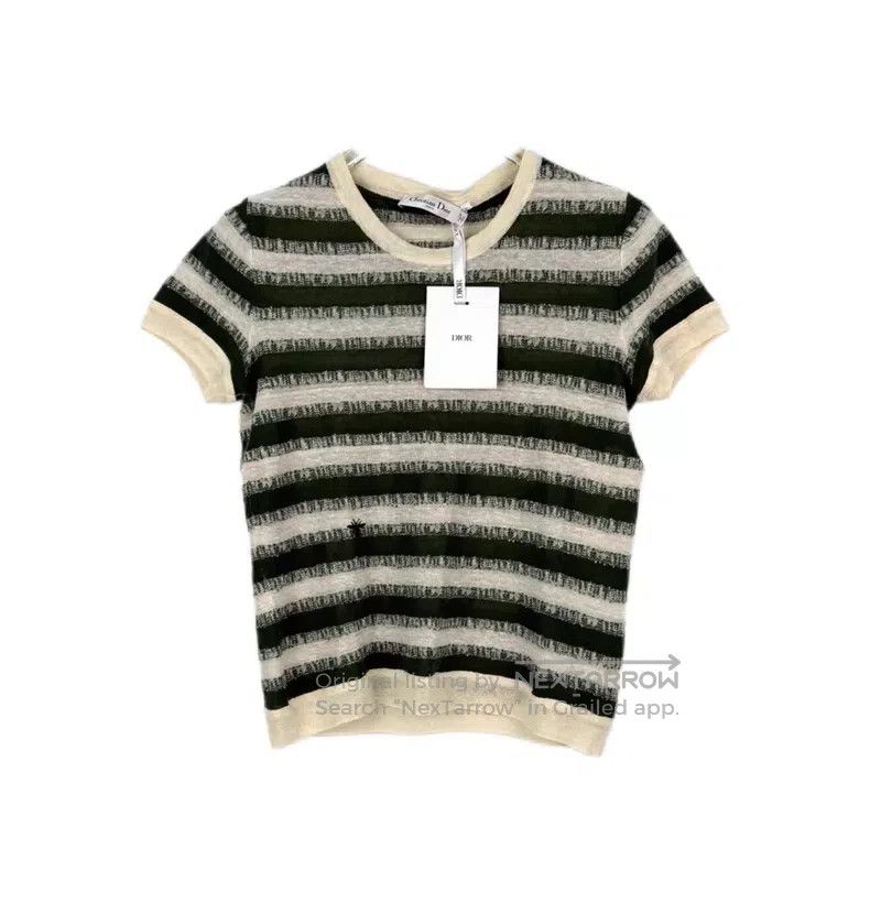 Dior Dior White and green embroidered bee cashmere mulberry sil Size XS / US 0-2 / IT 36-38 - 1 Thumbnail