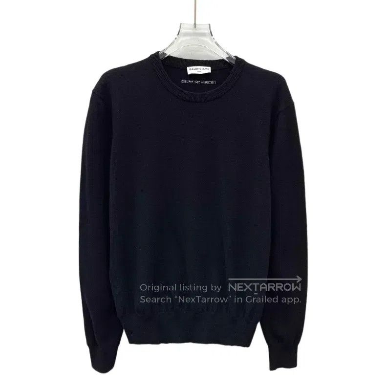 Balenciaga Balenciaga Black Logo Letter Round Neck Wool Knit Sweater Size XS / US 0-2 / IT 36-38 - 1 Thumbnail