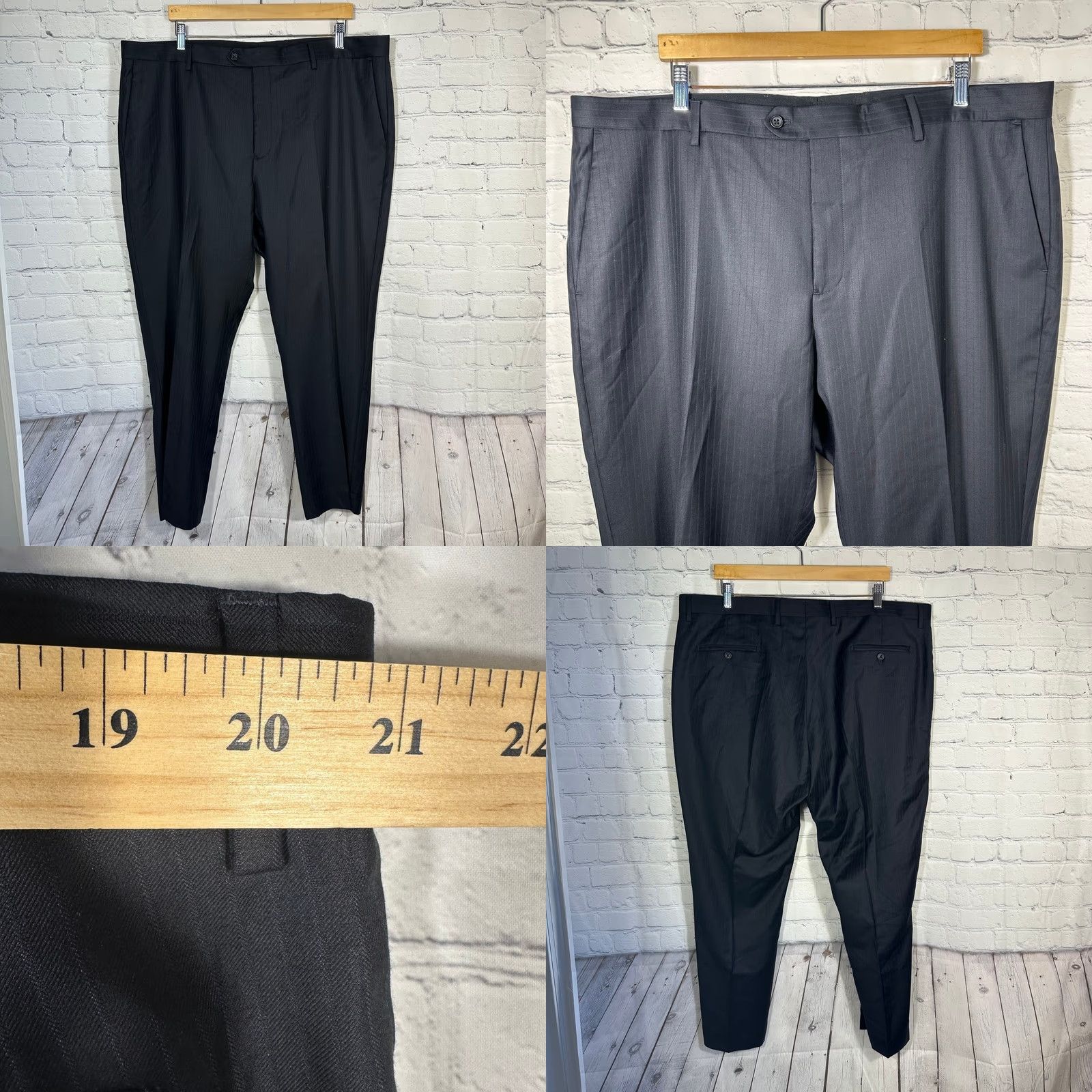 Scotch & Soda Scotch & Soda Amsterdam Mens 48R Wool Suit Modern Fit Pinstripe Black 2pc Size 48R - 9 Thumbnail