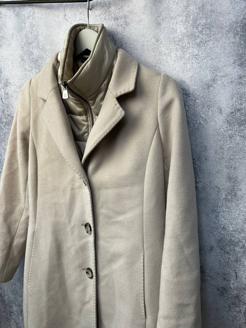 Cinzia Rocca Cinzia Rocca Beige Wool Coat with Removable Puffer Lining Size M / US 6-8 / IT 42-44 - 6 Thumbnail