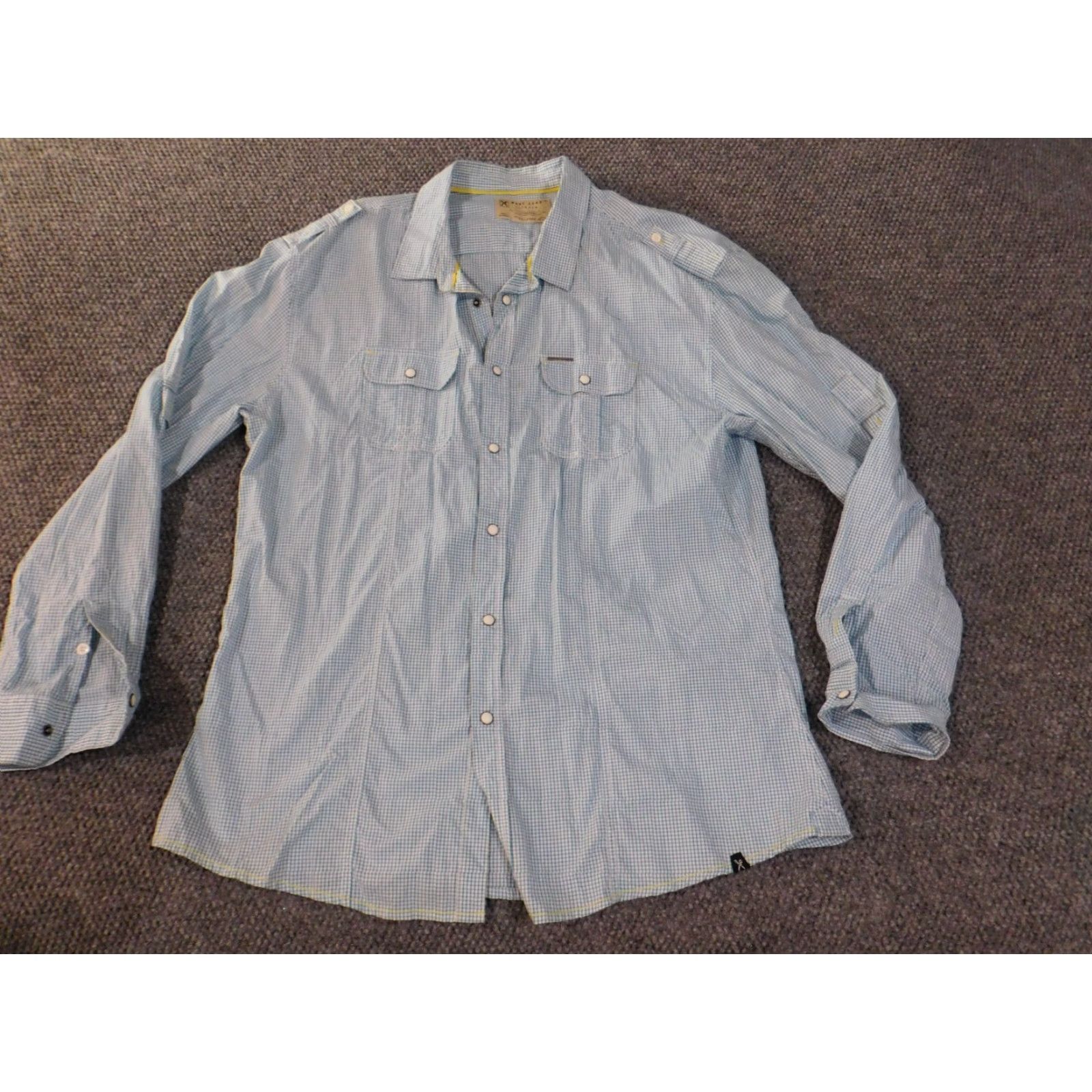 Marcs Marc Ecko Shirt 2XL Blue Button-Up Shirt Mens Casual Hip Hop Western 2XL Blue Button-Down Collar Knit Cotton Long Sleeve Pockets Vintage: No Size US XXL / EU 58 / 5 - 3 Thumbnail