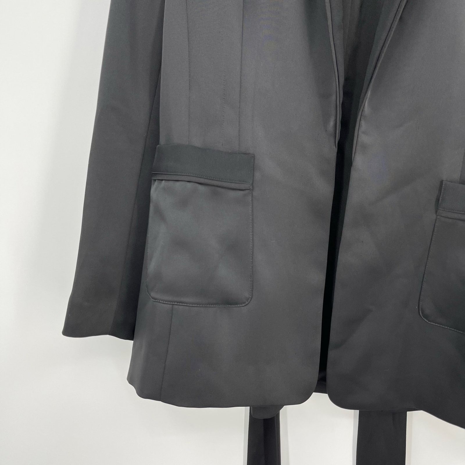 Rachel Zoe Rachel Zoe | Roarke Belted Grosgrain Trim Black Satin Blazer Size M / US 6-8 / IT 42-44 - 11 Thumbnail