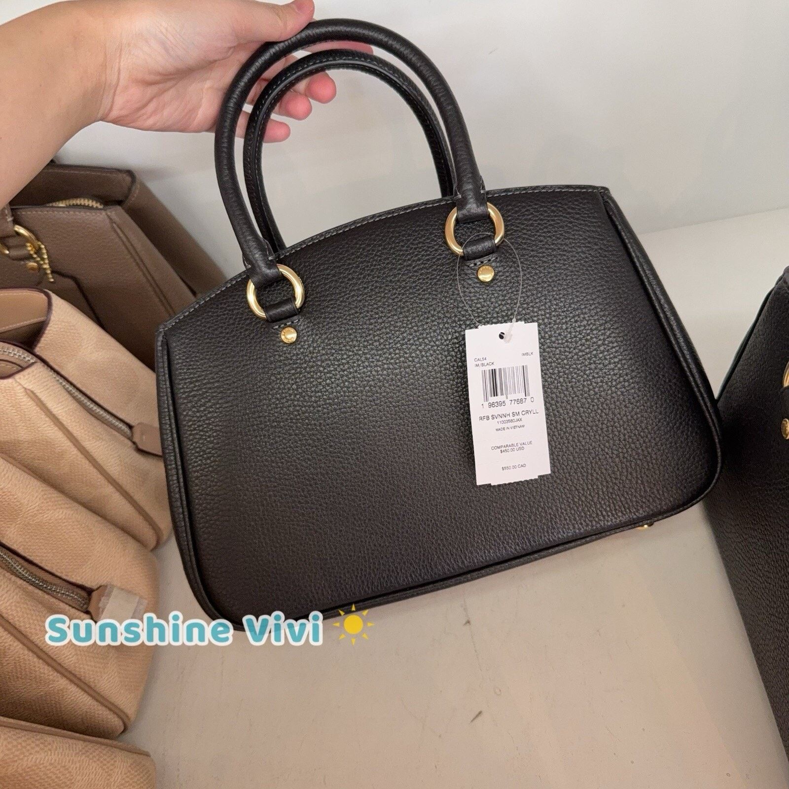 Coach NWT Coach Savannah Leather Carryall Satchel CAL54 Gold/Black Size ONE SIZE - 5 Thumbnail