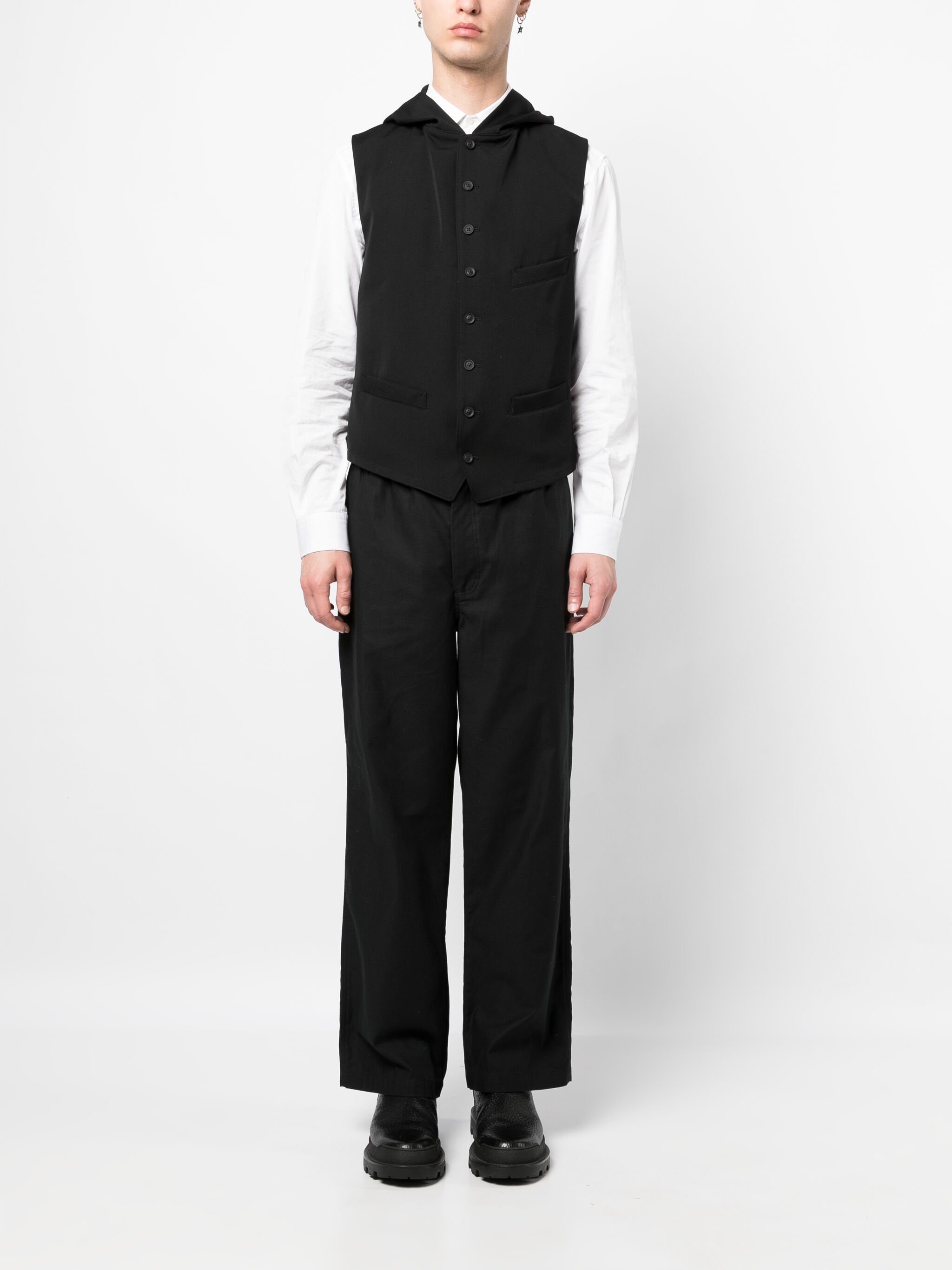 Yohji Yamamoto Yohji Yamamoto Pour Homme - W/Gabardine Hooded Vest Size US L / EU 52-54 / 3 - 4 Thumbnail